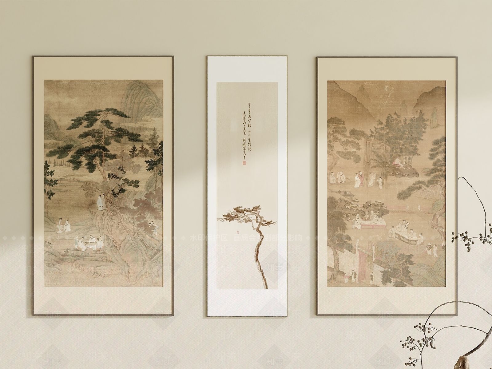 新中式宋式挂画3D模型下载【ID:1232686406】