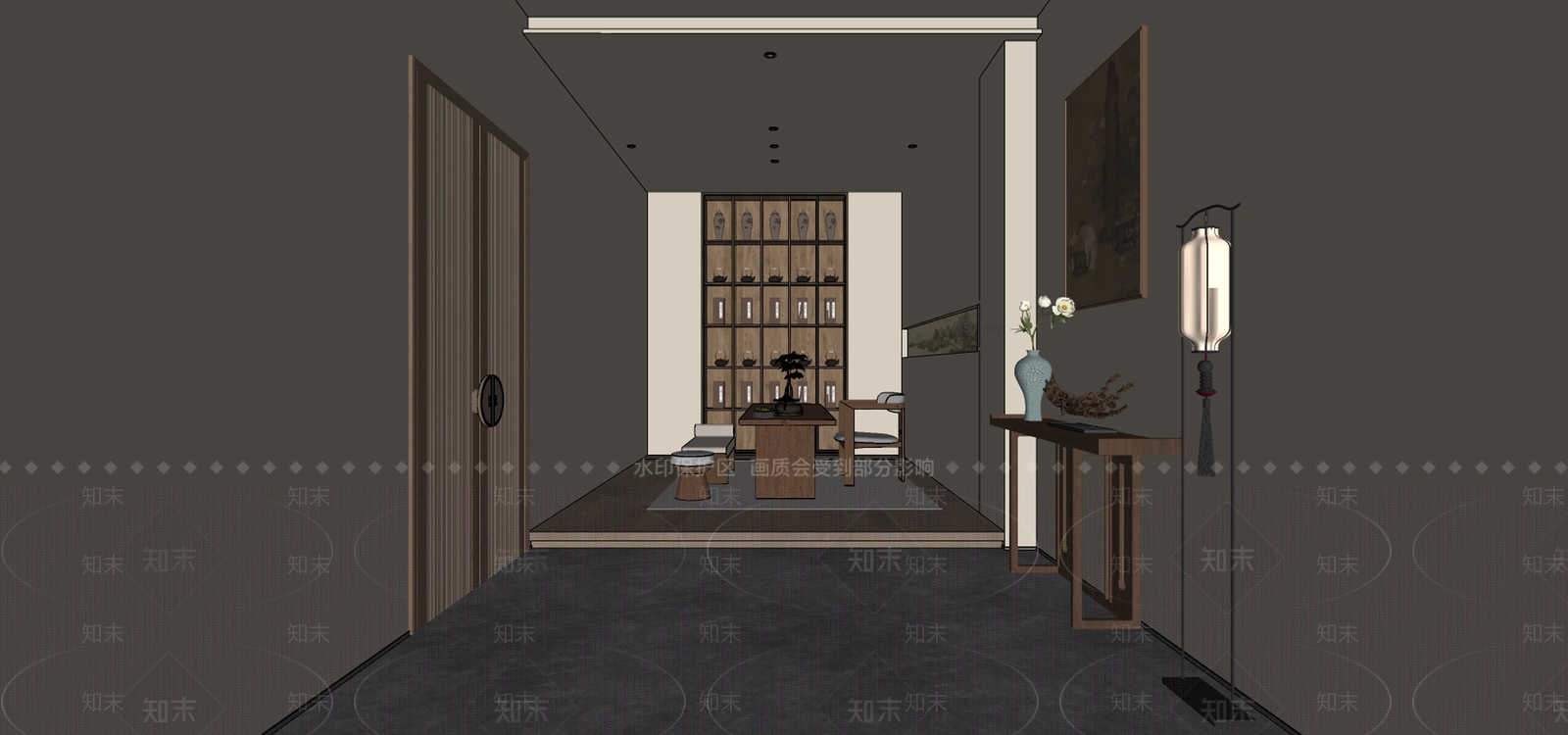 新中式茶馆SU模型下载【ID:1232687286】