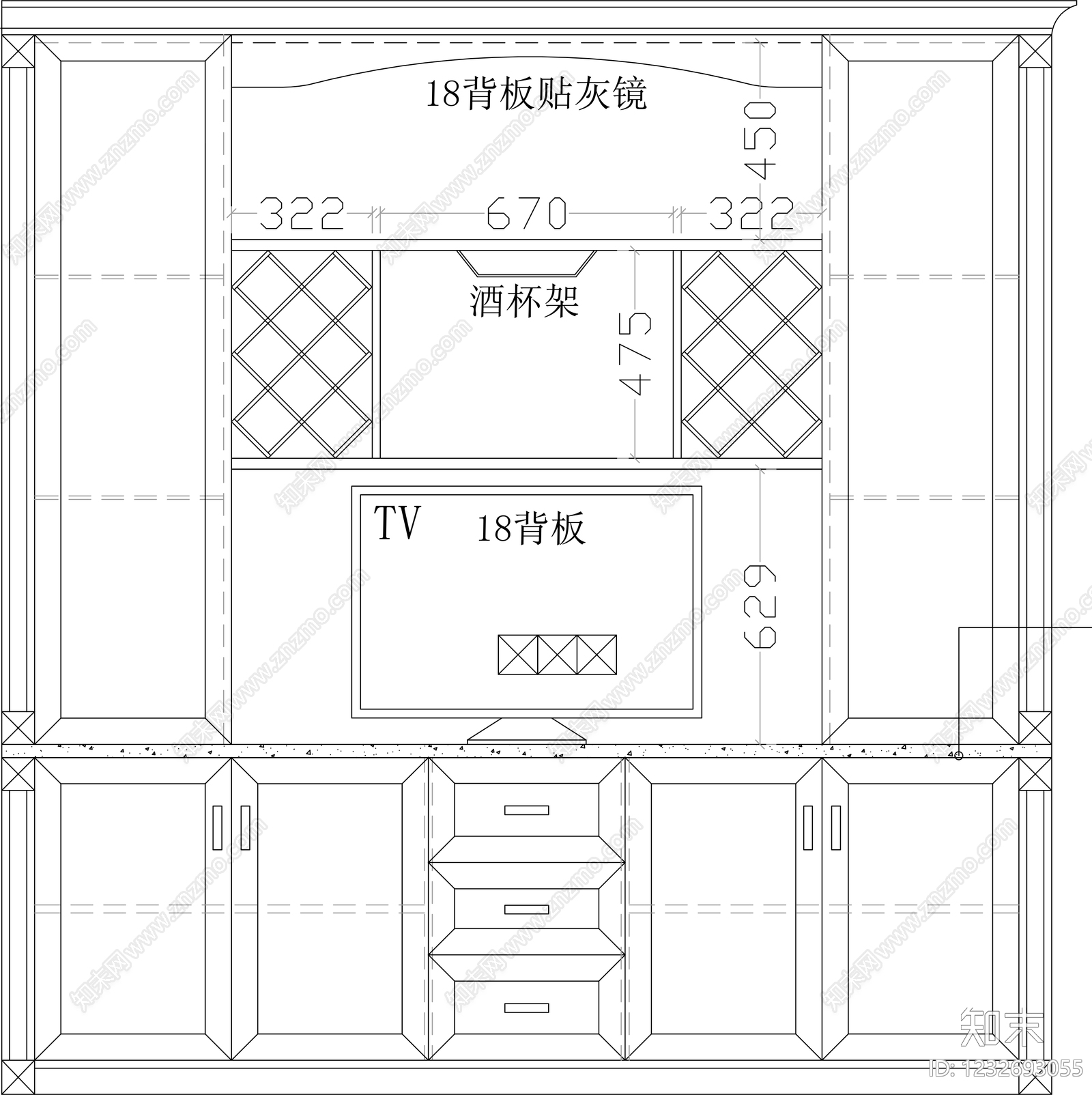 柜子cad施工图下载【ID:1232693055】