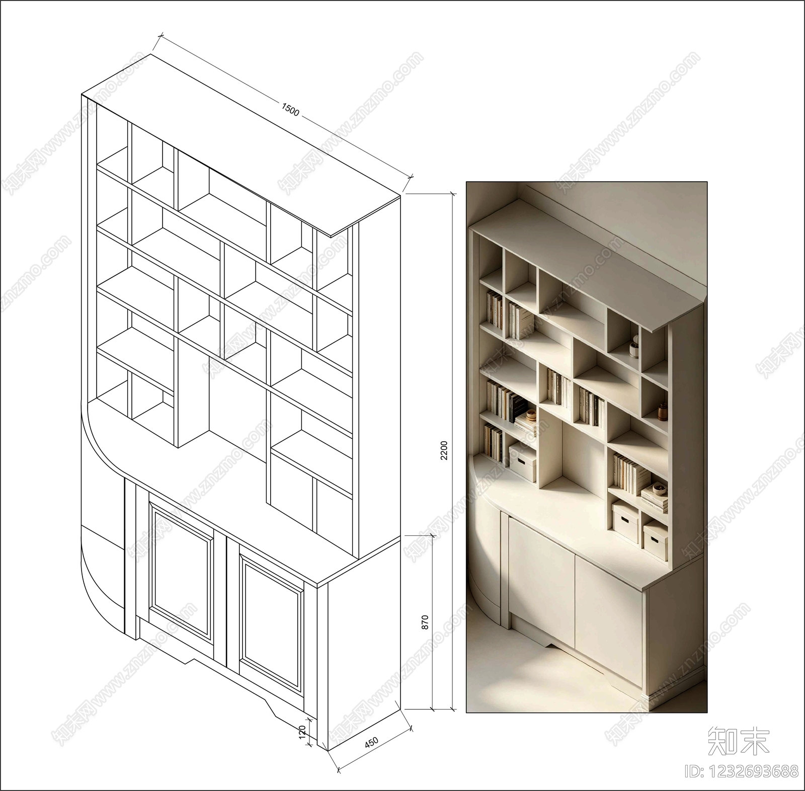 柜子cad施工图下载【ID:1232693688】