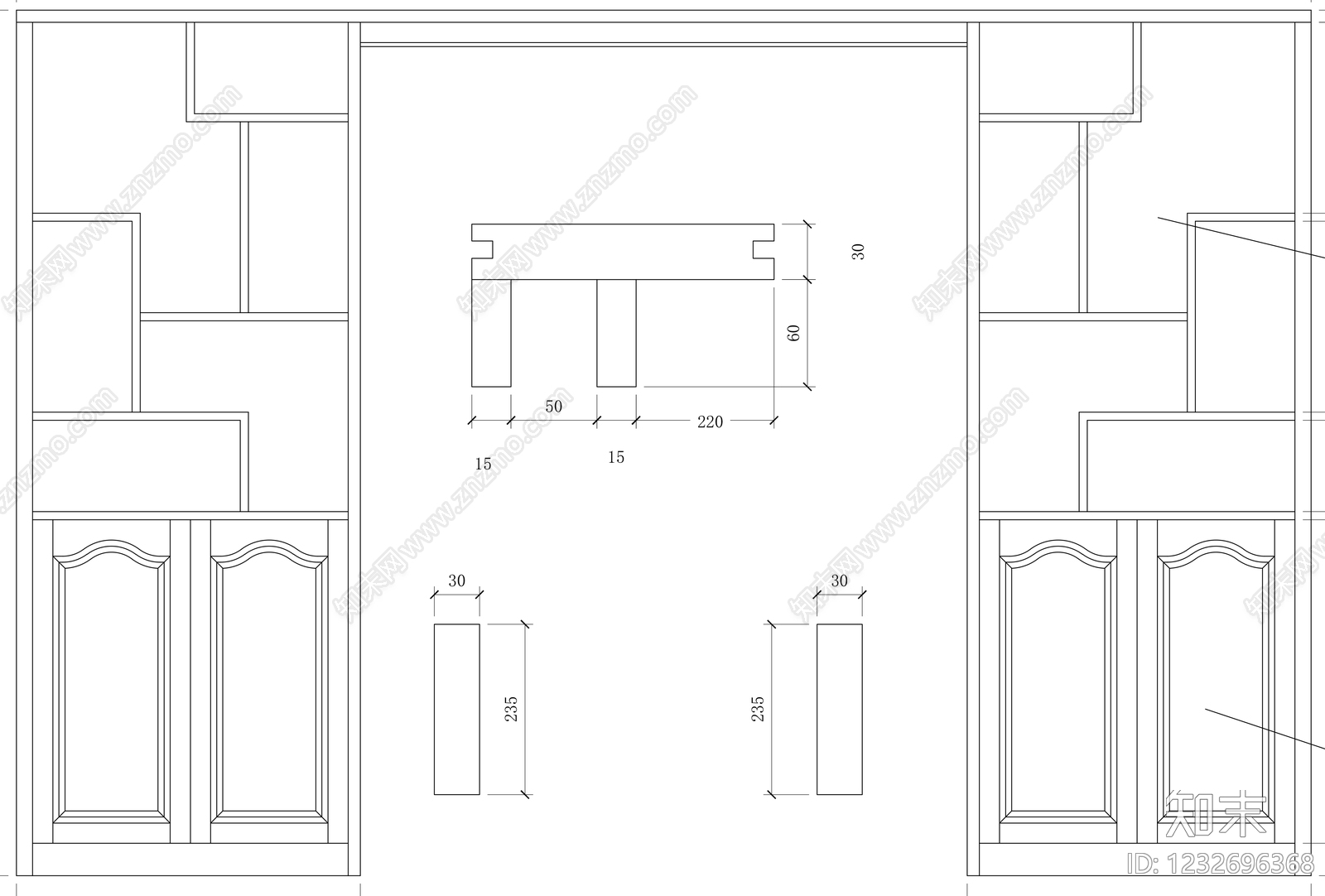 柜子cad施工图下载【ID:1232696368】
