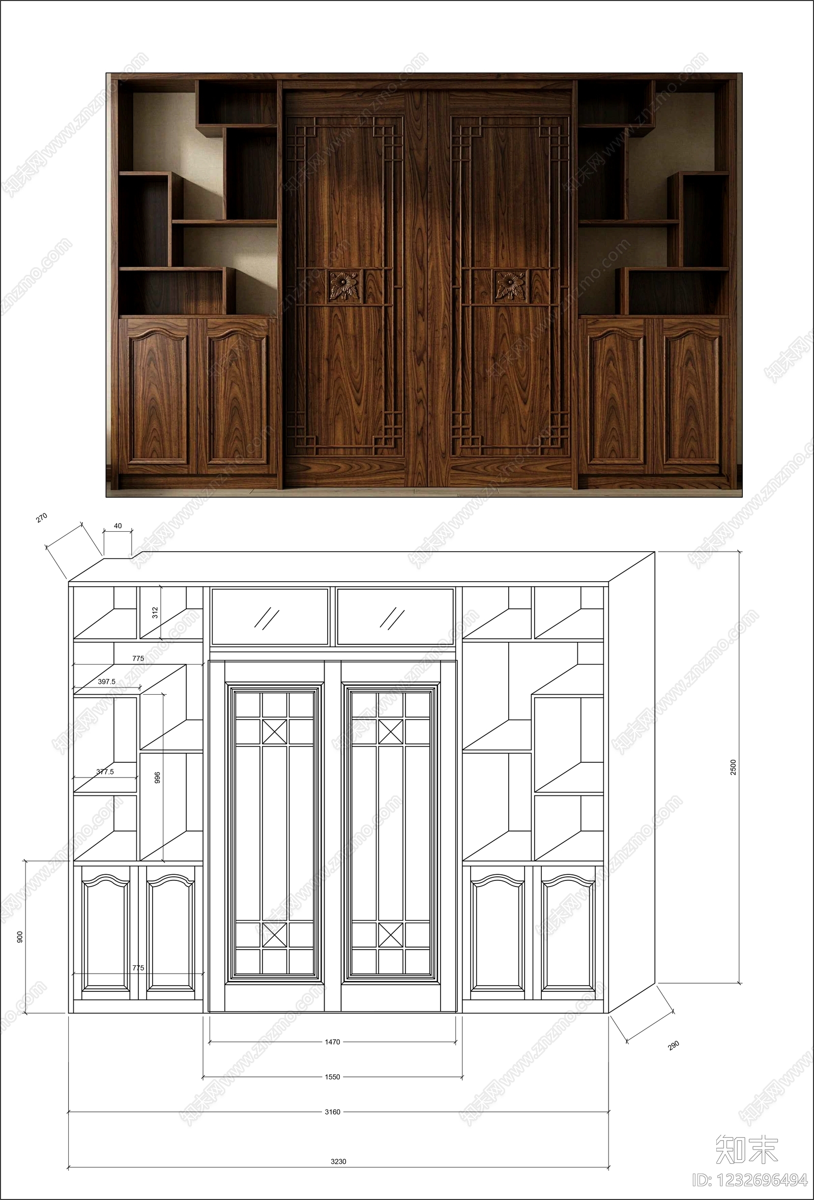 柜子cad施工图下载【ID:1232696494】