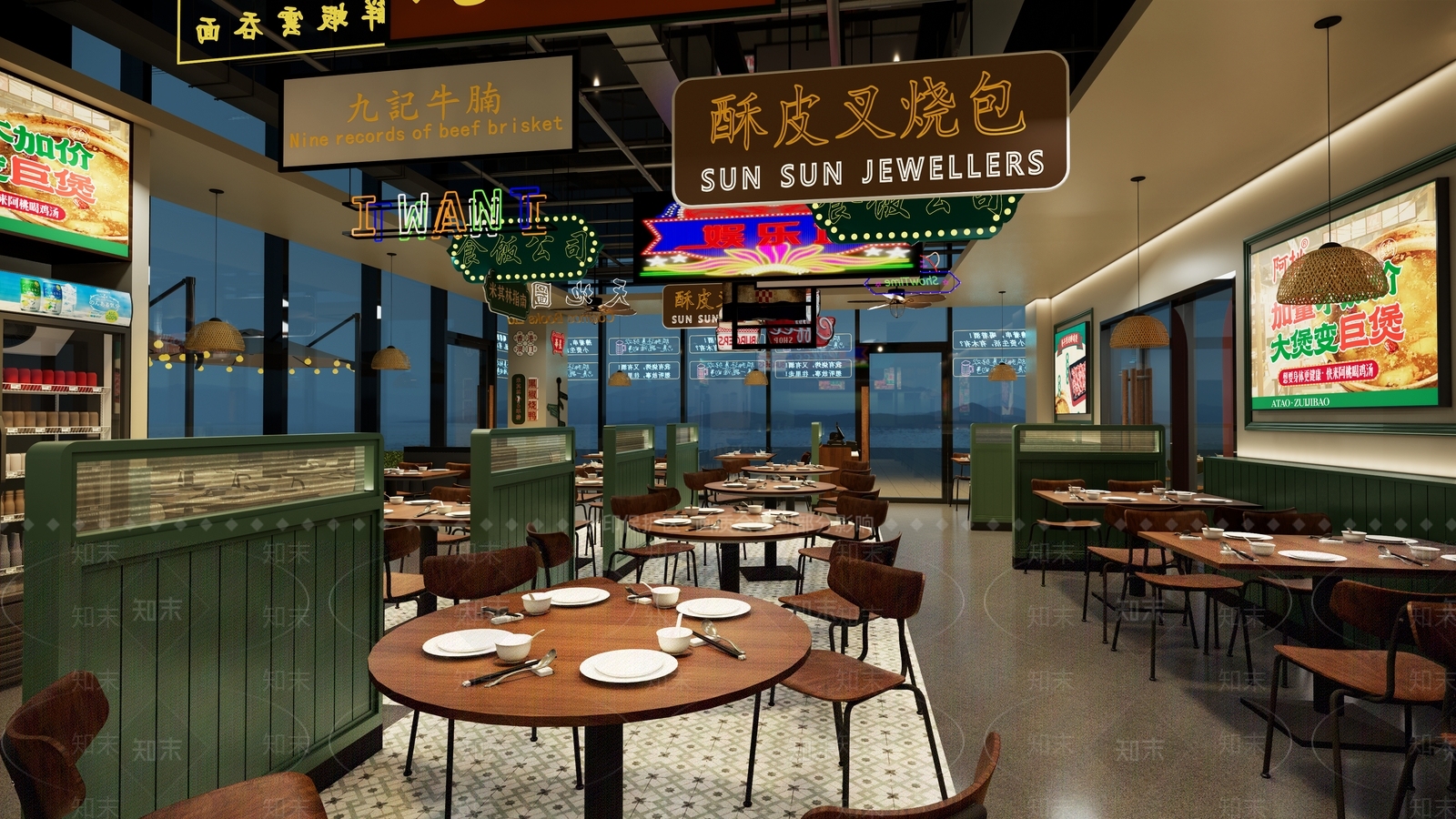 复古茶餐厅SU模型下载【ID:1232710343】