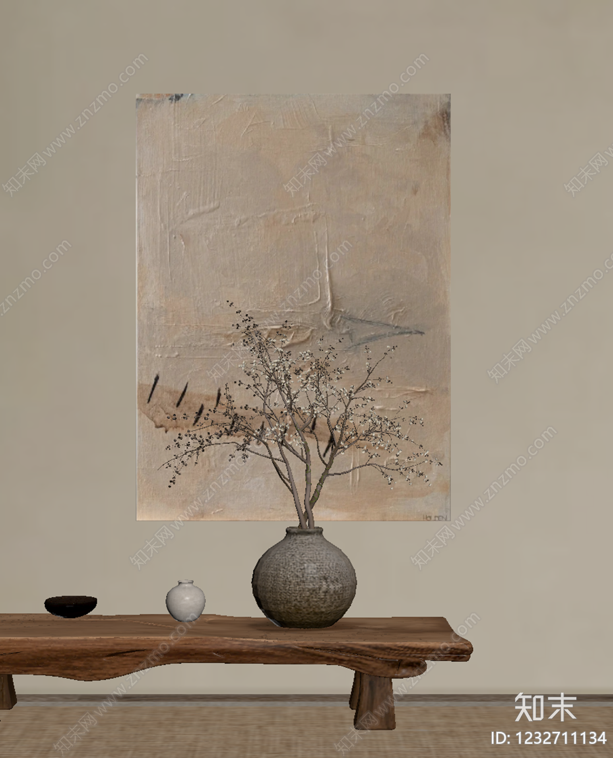 侘寂抽象画SU模型下载【ID:1232711134】