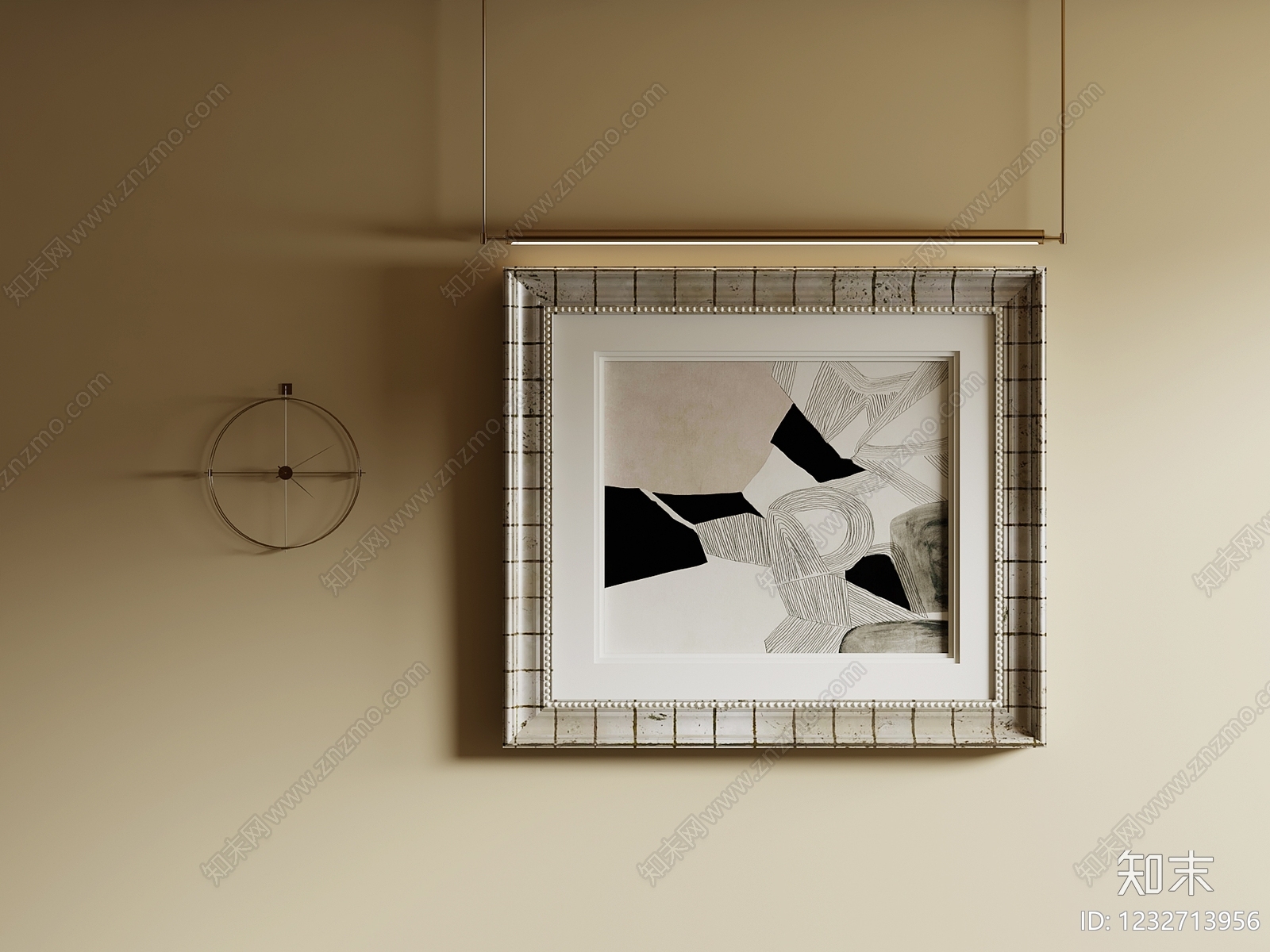 奶油风挂画SU模型下载【ID:1232713956】