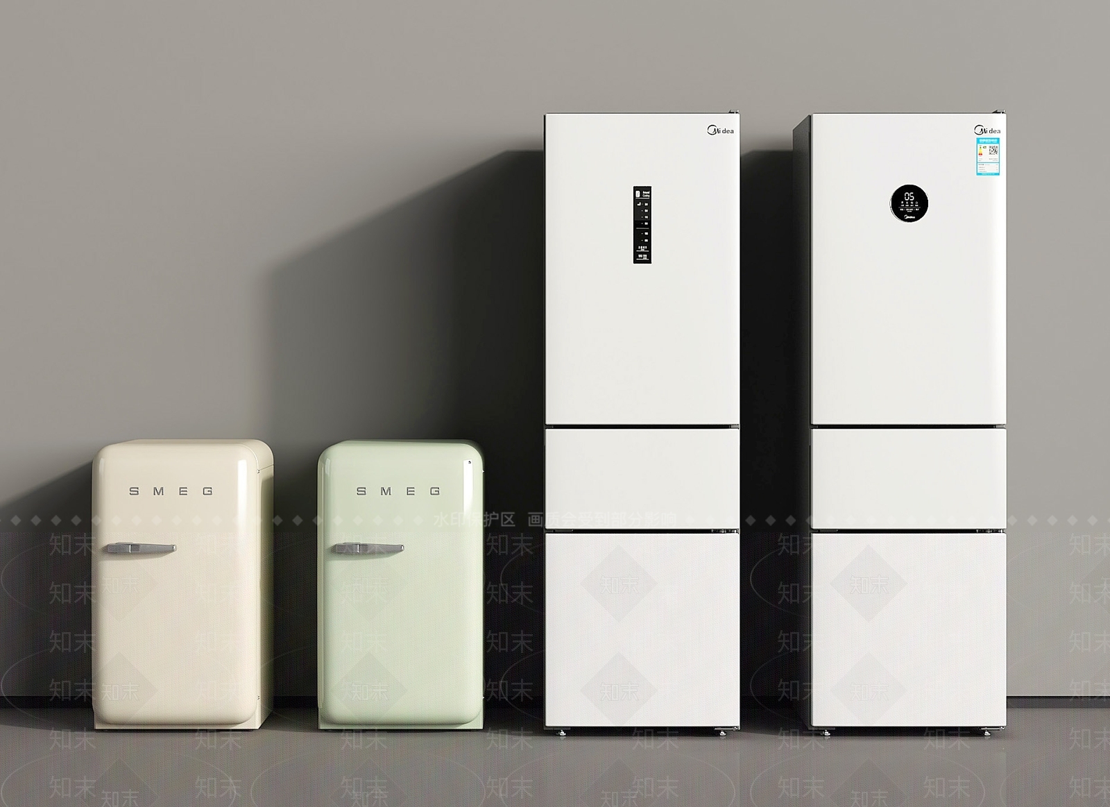 现代简约冰箱3D模型渲染效果图