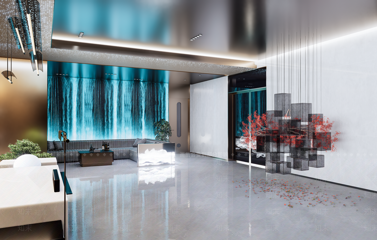 新中式酒店大堂SU模型下载【ID:1232725546】