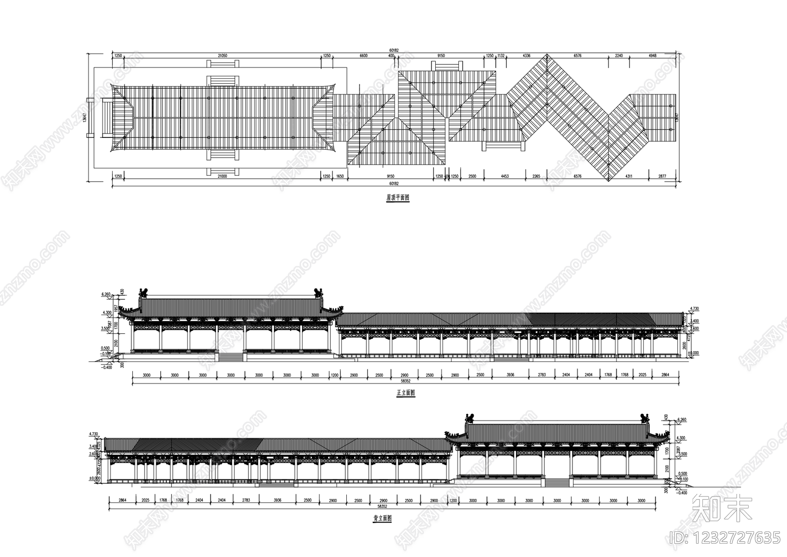 仿古建筑cad施工图下载【ID:1232727635】