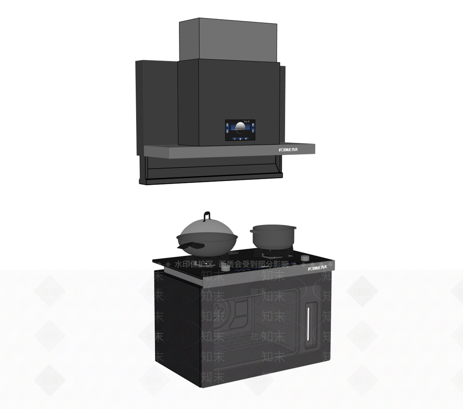 现代简约厨房用品组合SU模型下载【ID:1232735681】