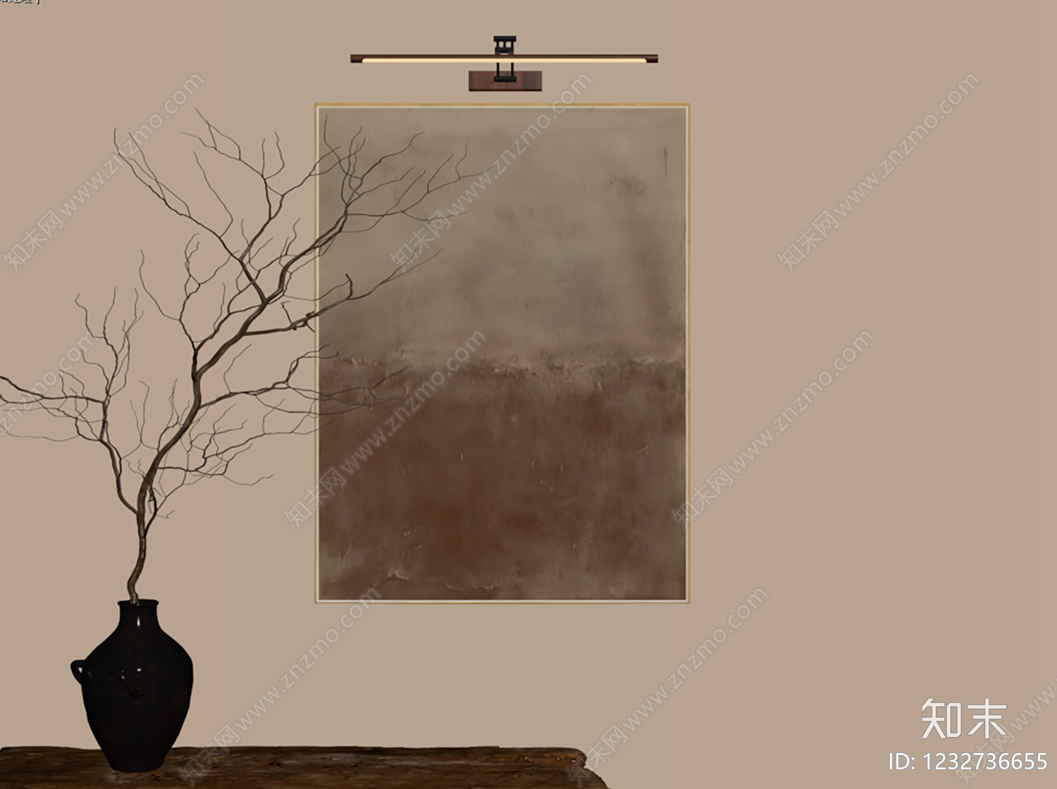 侘寂抽象画SU模型下载【ID:1232736655】