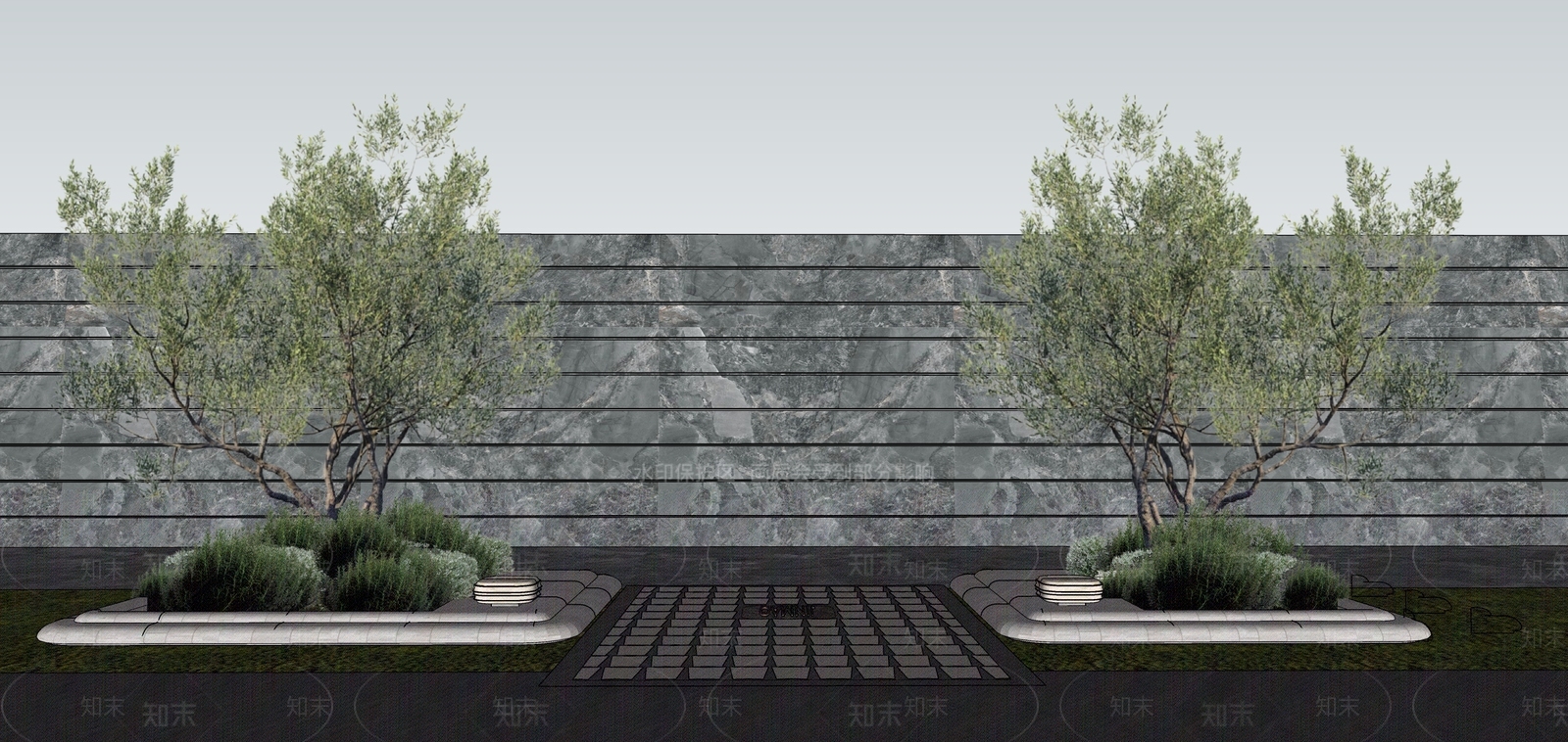 现代主义景墙SU模型下载【ID:1232736925】