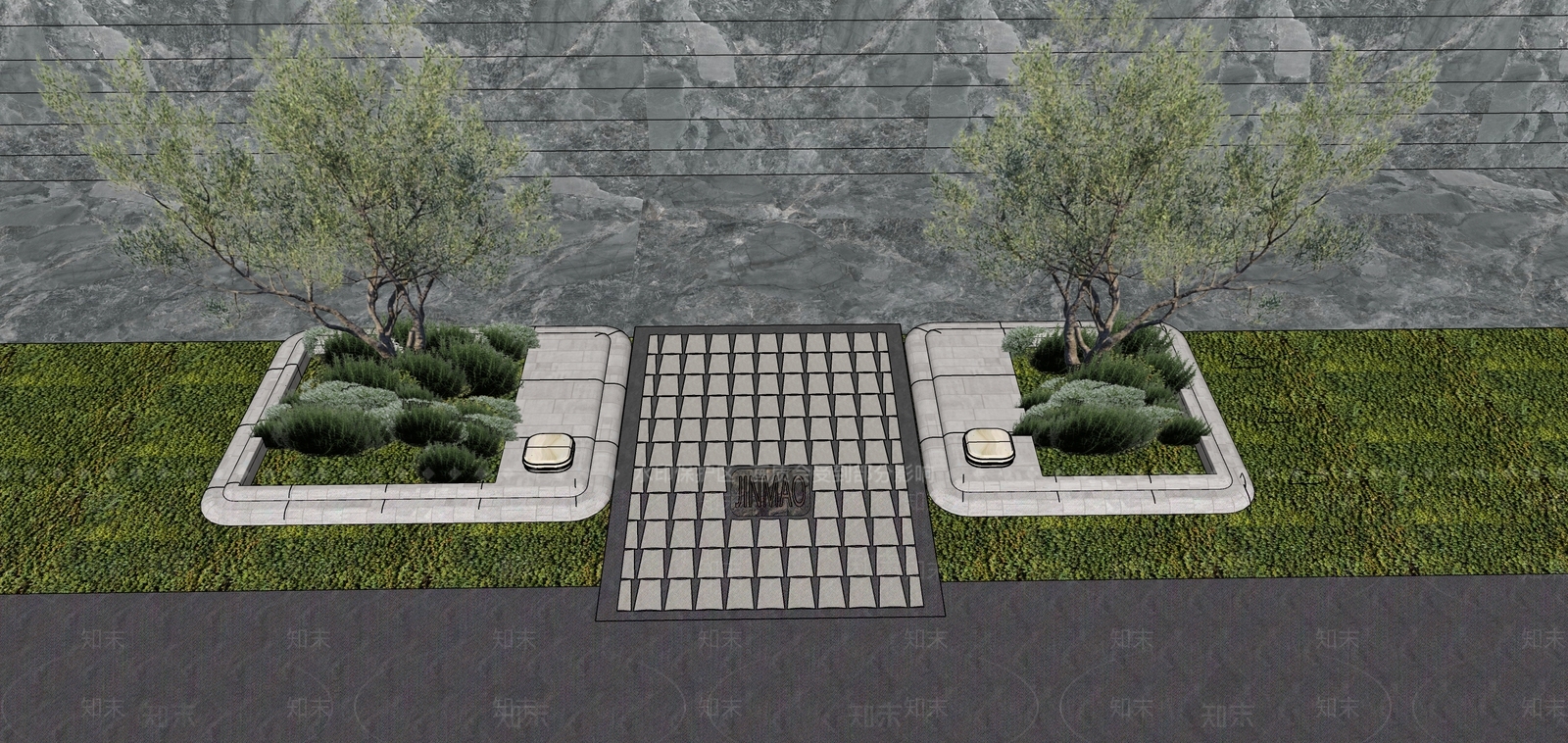 现代主义景墙SU模型下载【ID:1232736925】