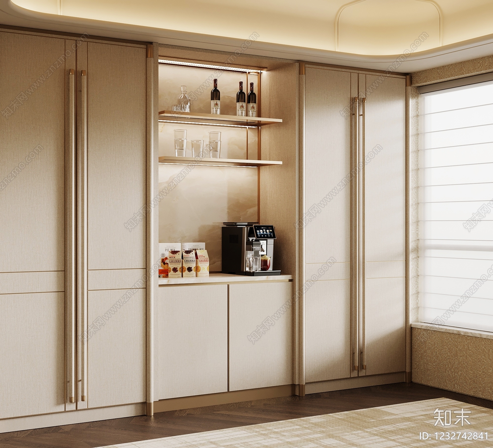 轻奢酒柜SU模型下载【ID:1232742841】
