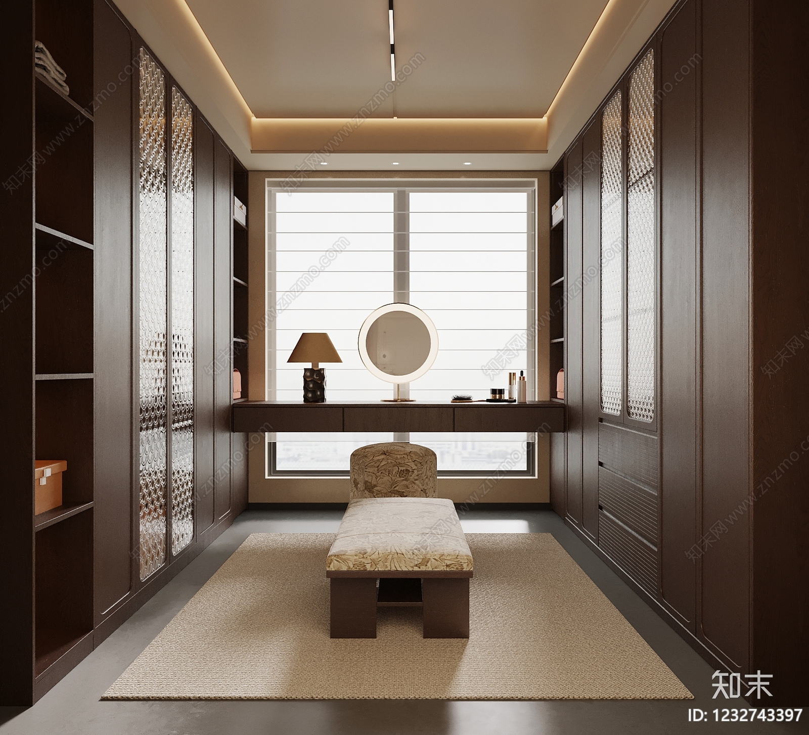 中古风衣帽间SU模型下载【ID:1232743397】