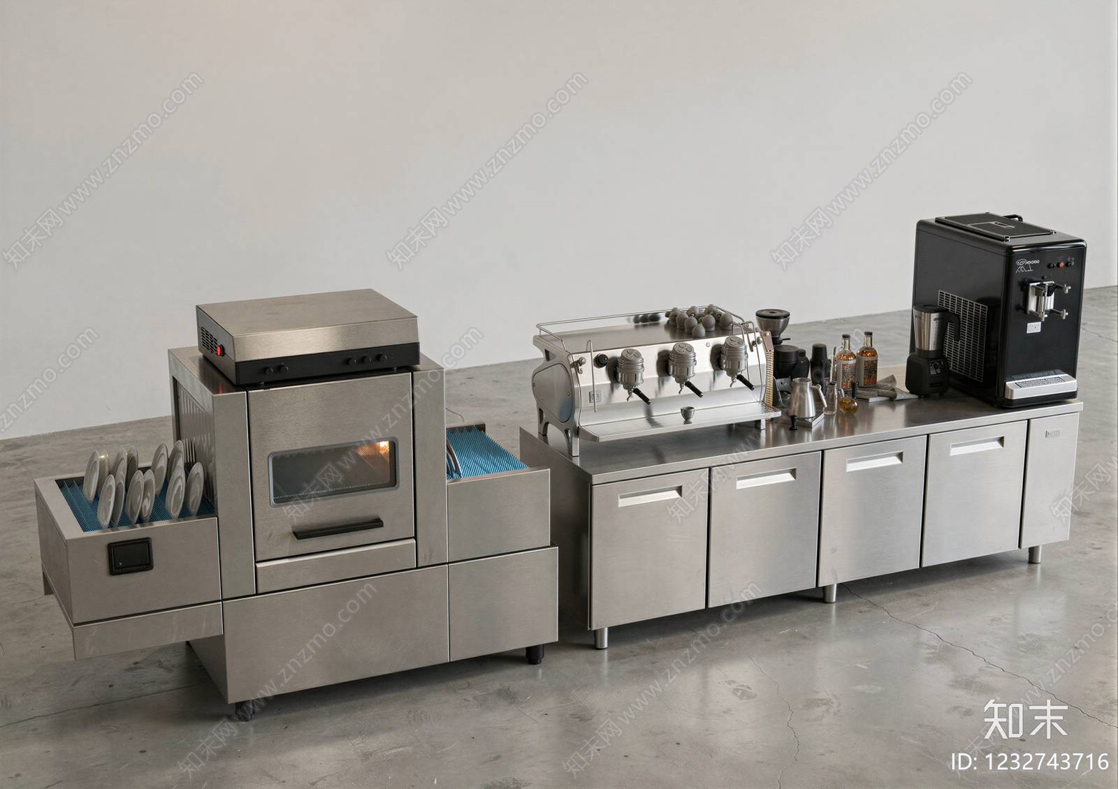 工业风厨房用品组合SU模型下载【ID:1232743716】