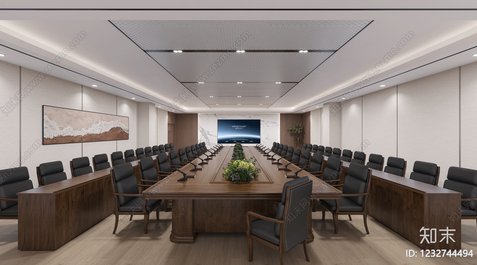 新中式会议室3D模型下载【ID:1232744494】