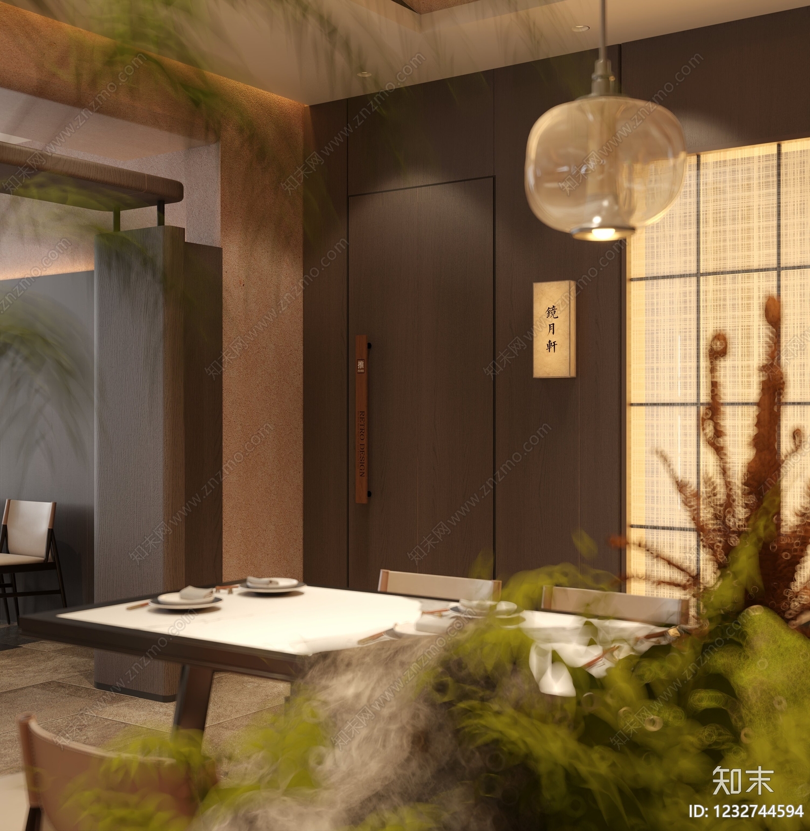 新中式中餐厅3D模型下载【ID:1232744594】