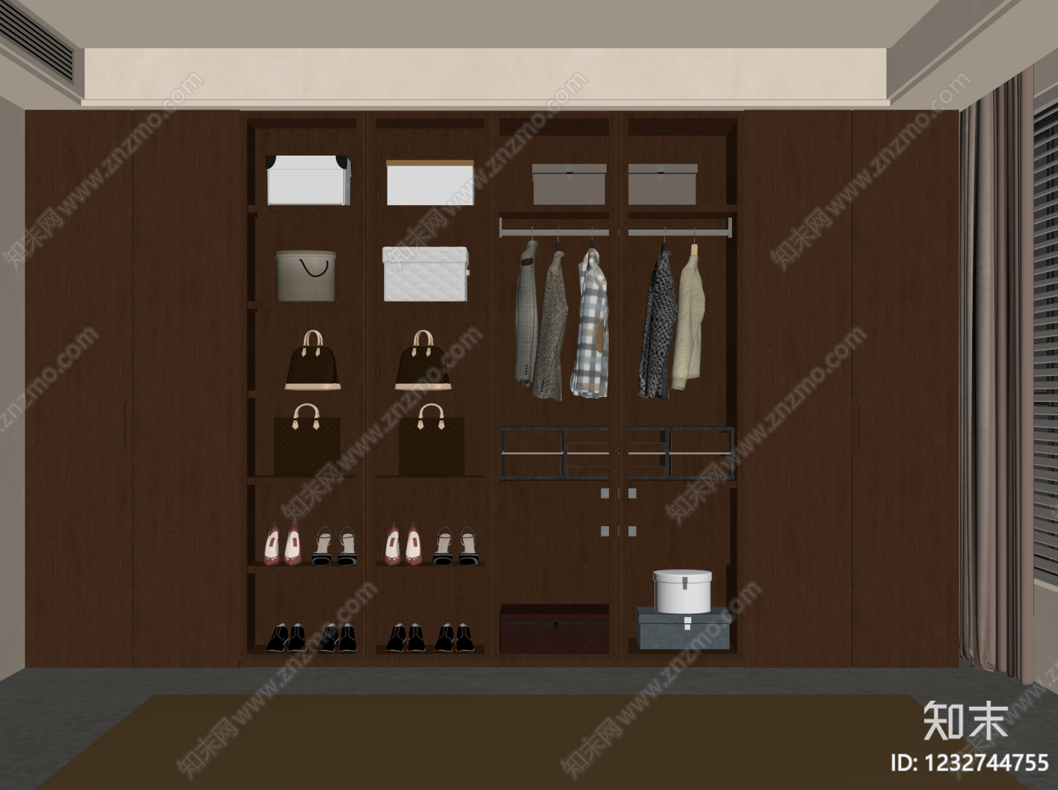 中古风衣柜SU模型下载【ID:1232744755】