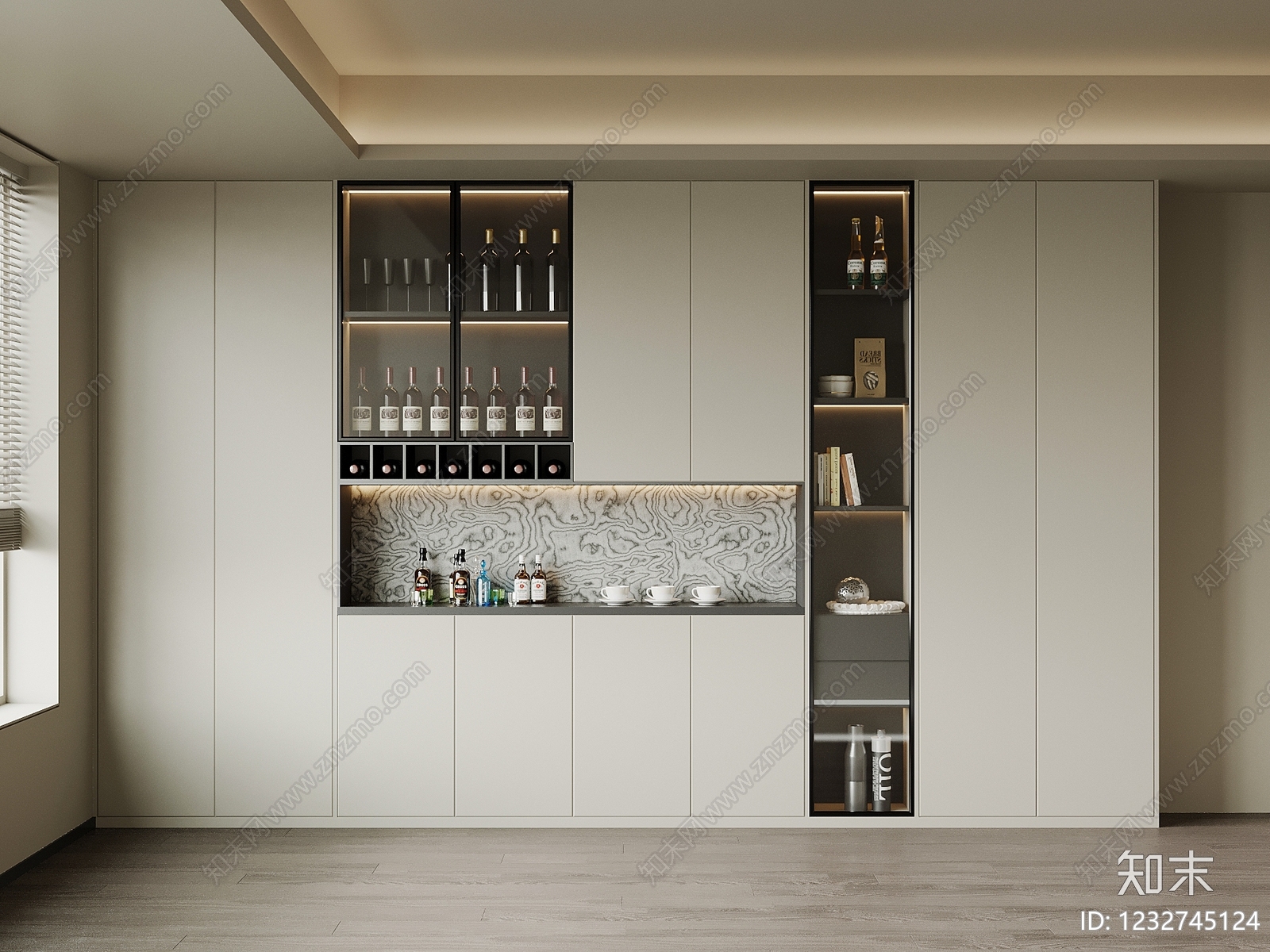 现代简约餐边柜3D模型下载【ID:1232745124】