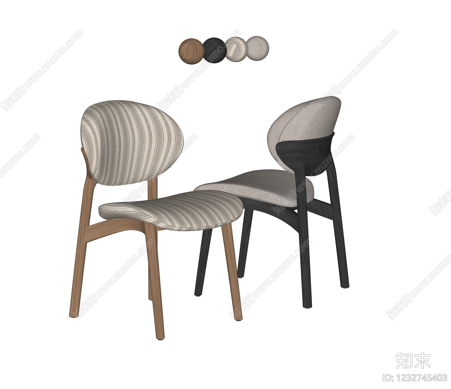 北欧餐椅SU模型下载【ID:1232745403】