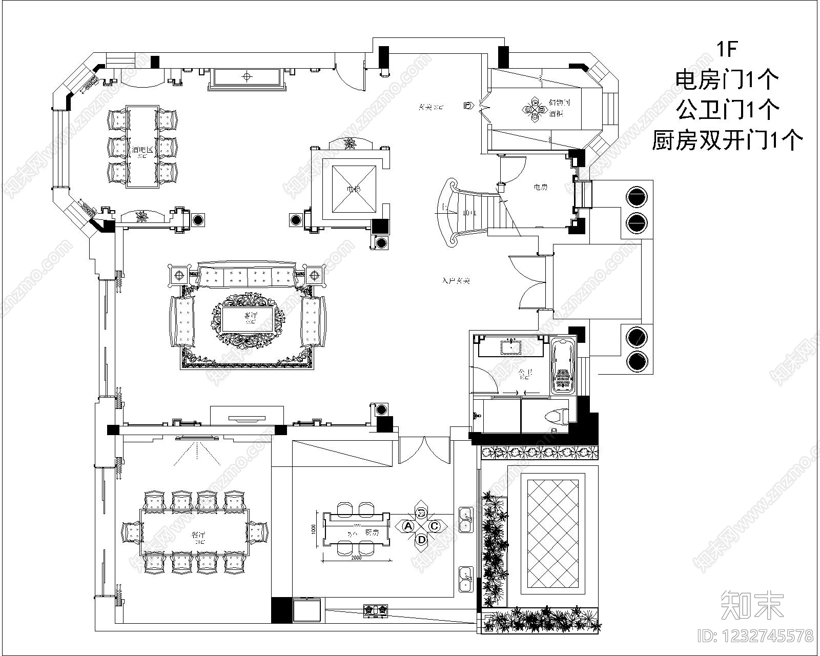 别墅cad施工图下载【ID:1232745578】