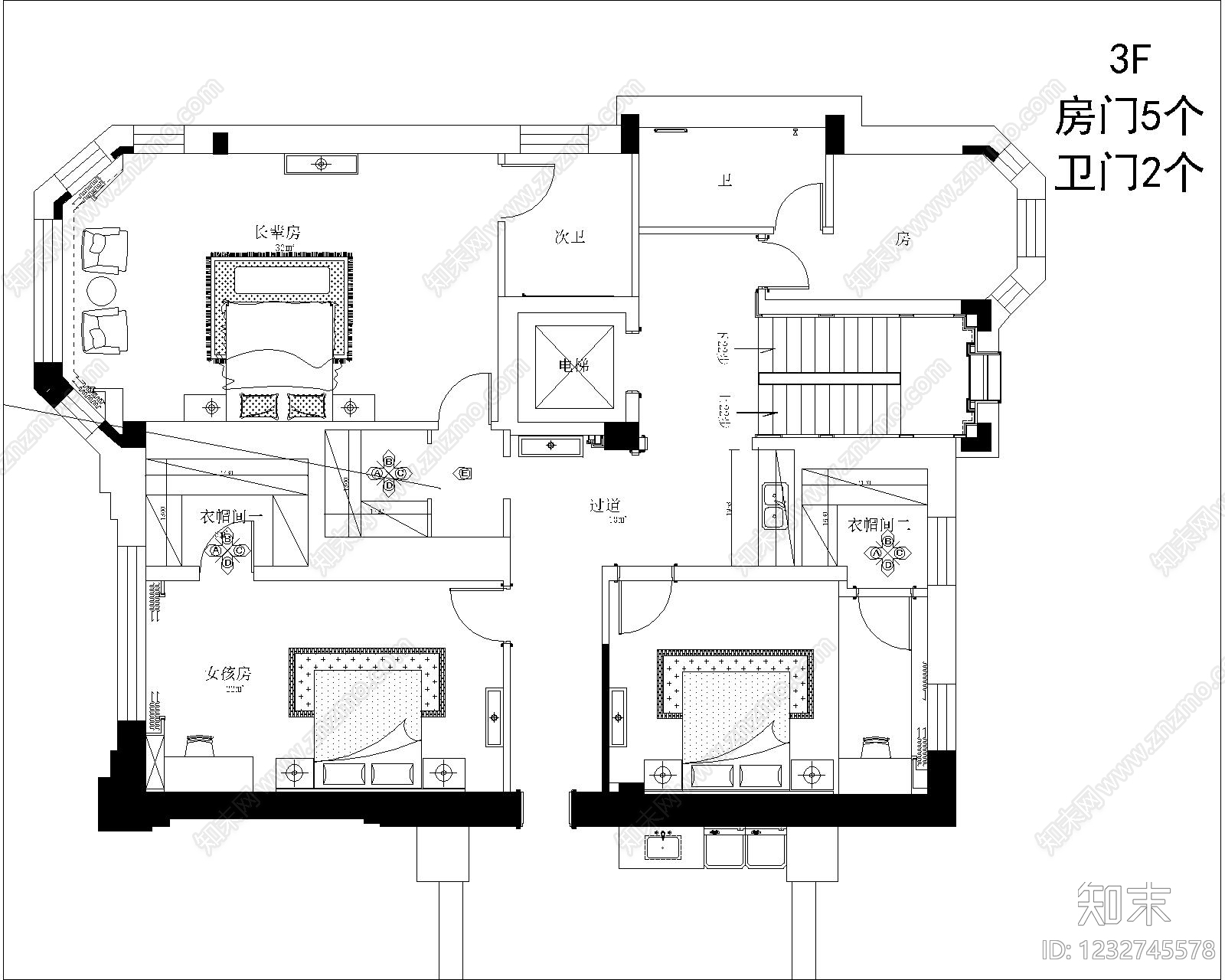 别墅cad施工图下载【ID:1232745578】