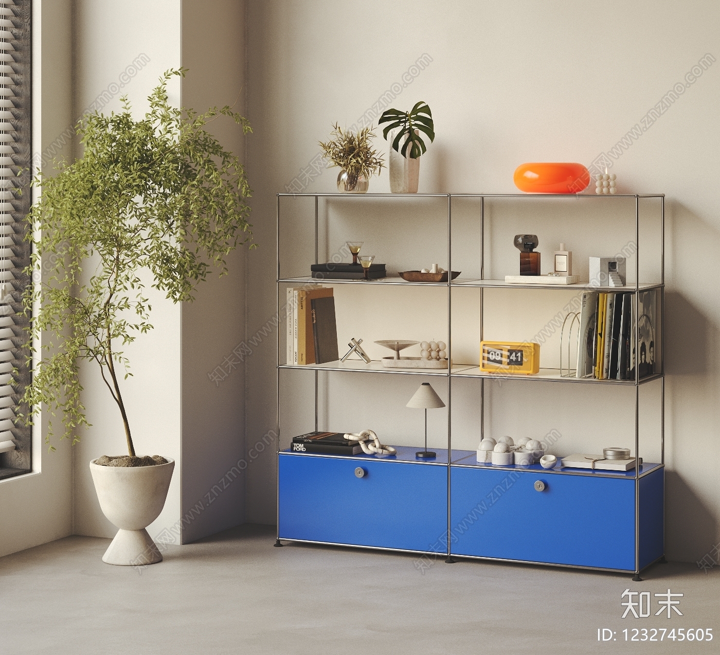 包豪斯书柜3D模型下载【ID:1232745605】