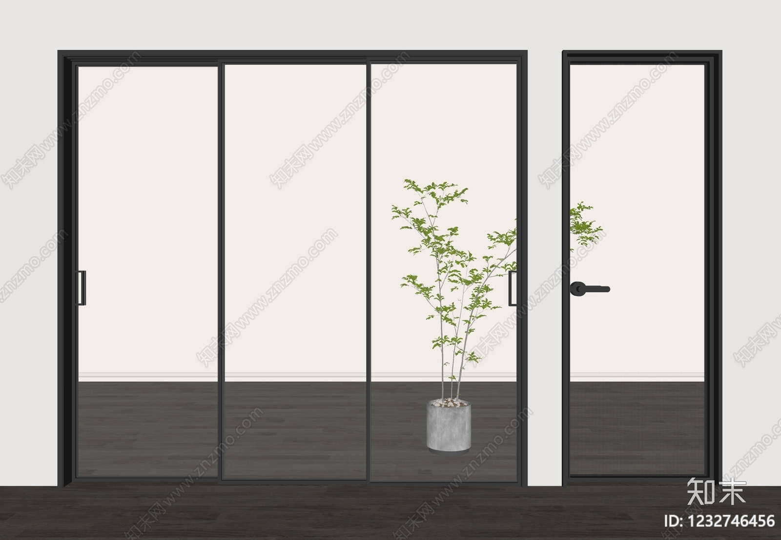 极简推拉门SU模型下载【ID:1232746456】