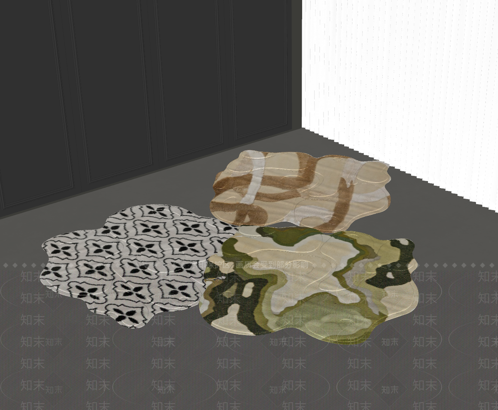 现代异形地毯SU模型下载【ID:1232747919】