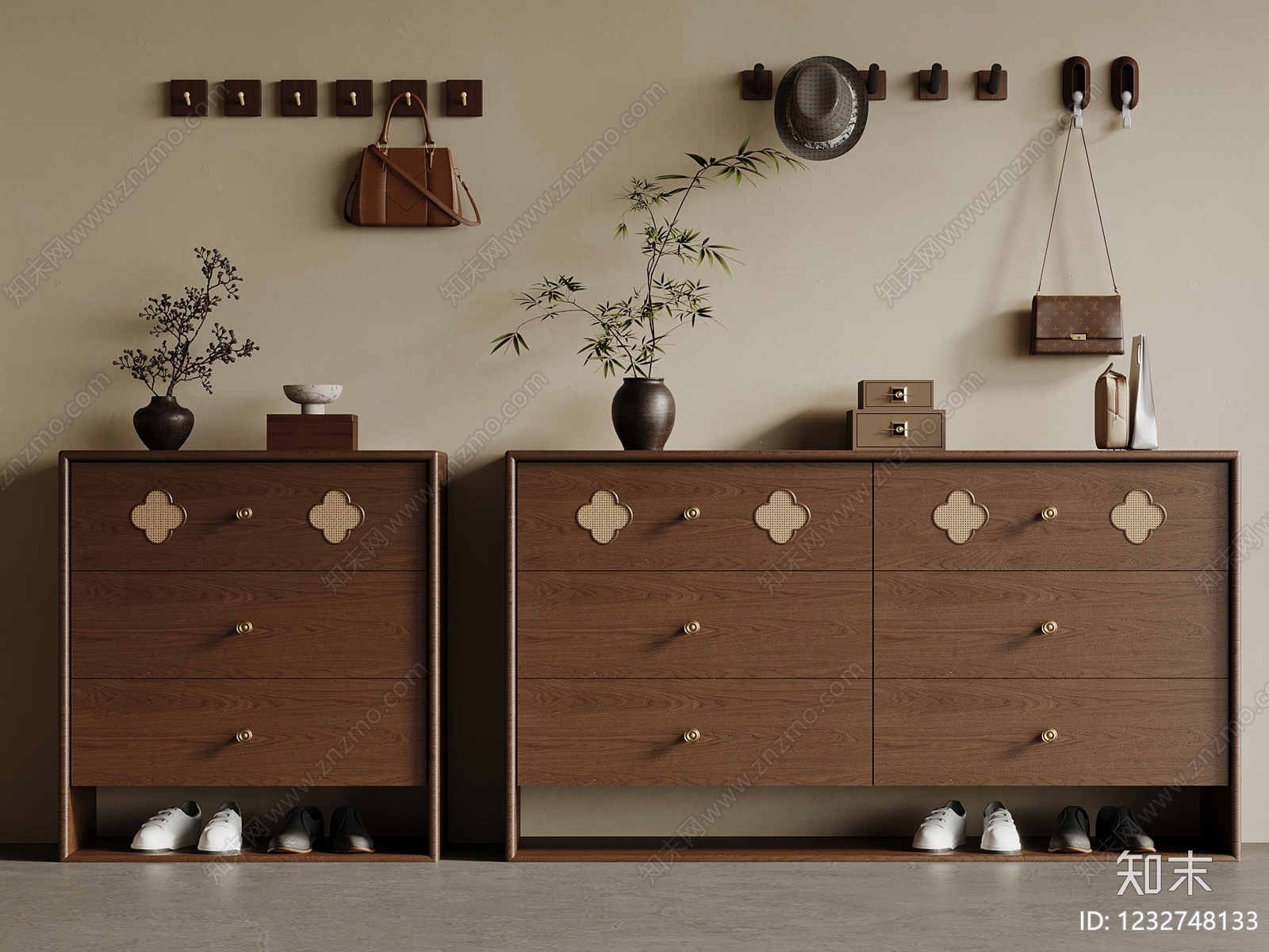 中古风鞋柜3D模型下载【ID:1232748133】