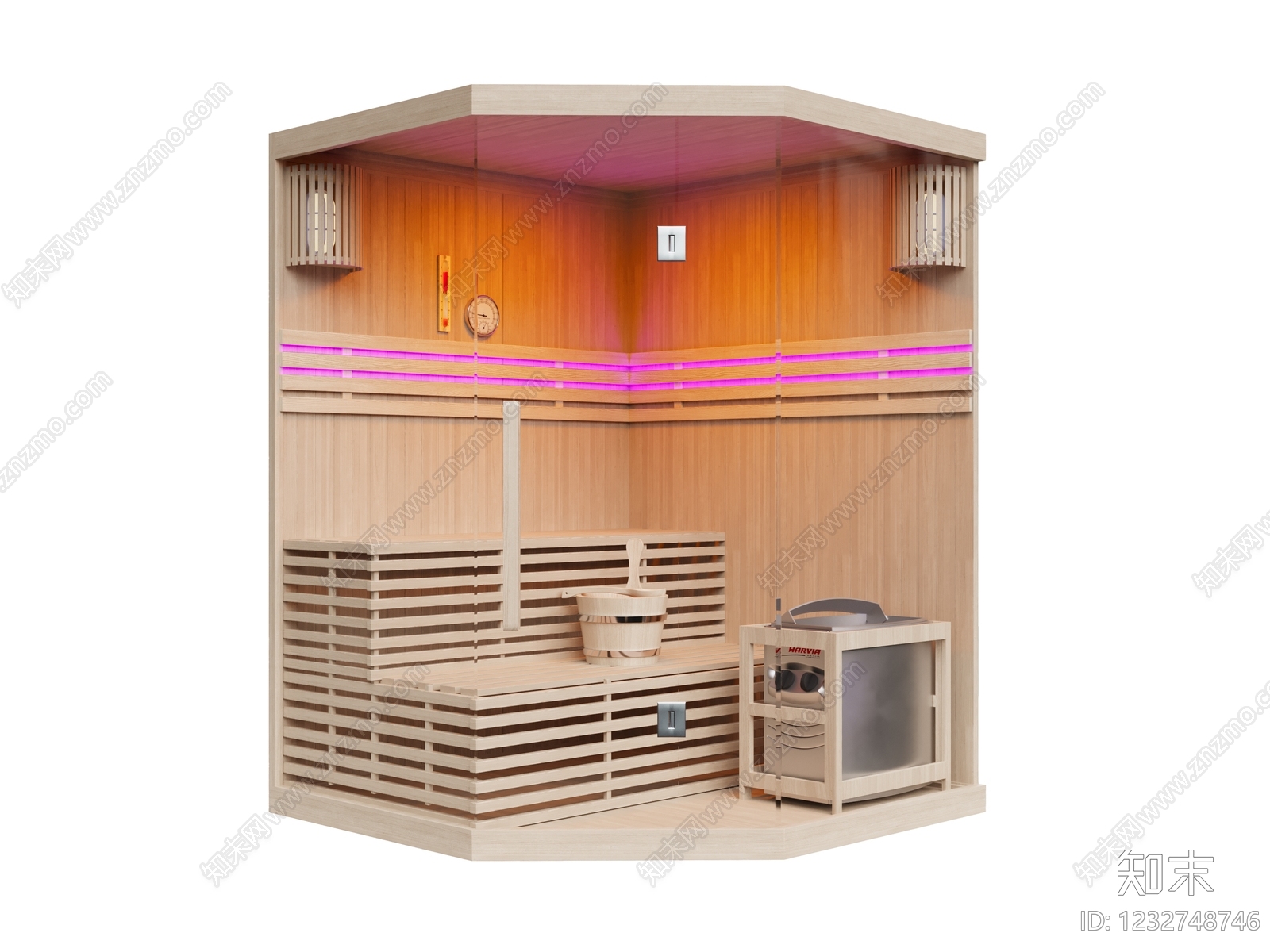 原木风淋浴房3D模型渲染效果图