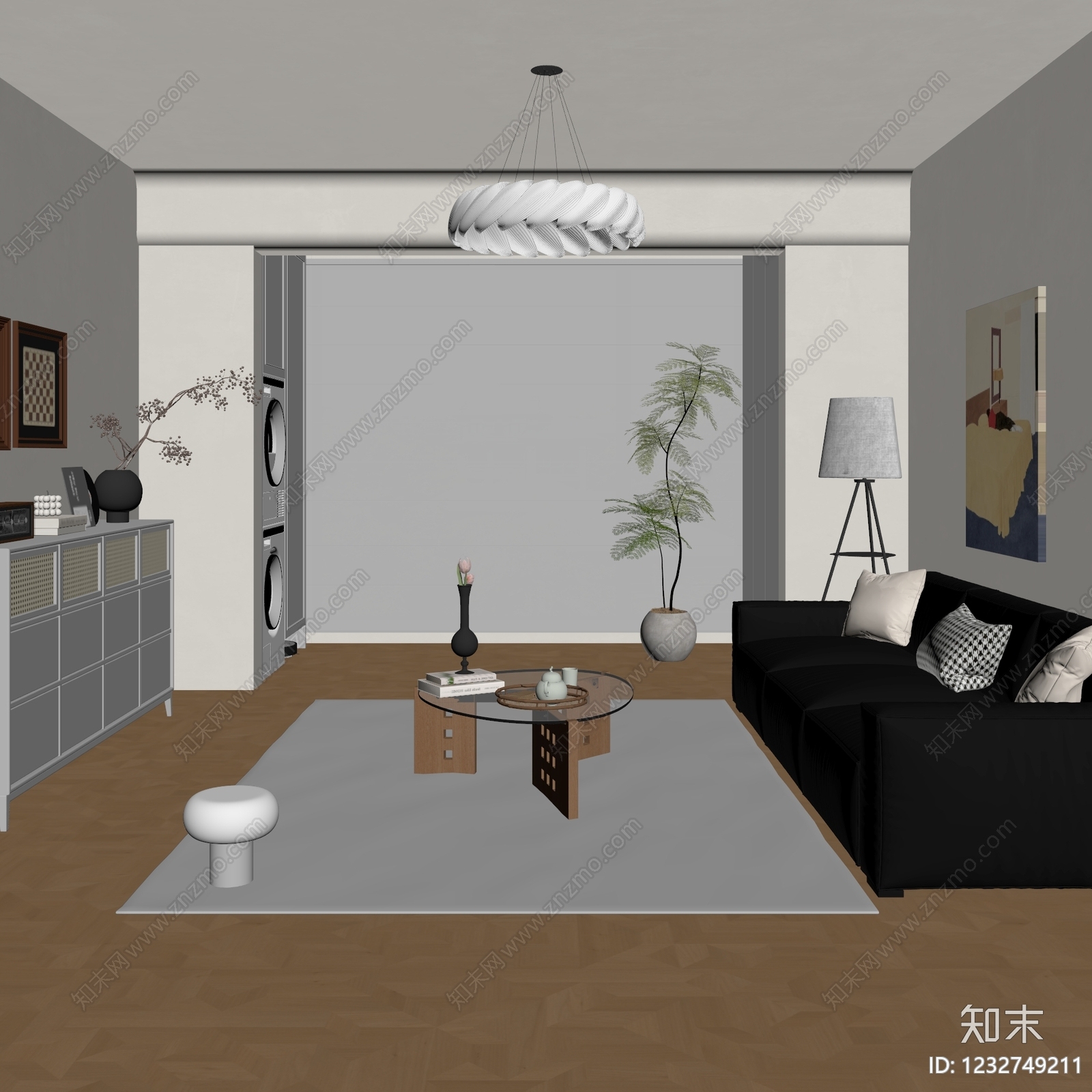 中古风家居客厅3D模型下载【ID:1232749211】
