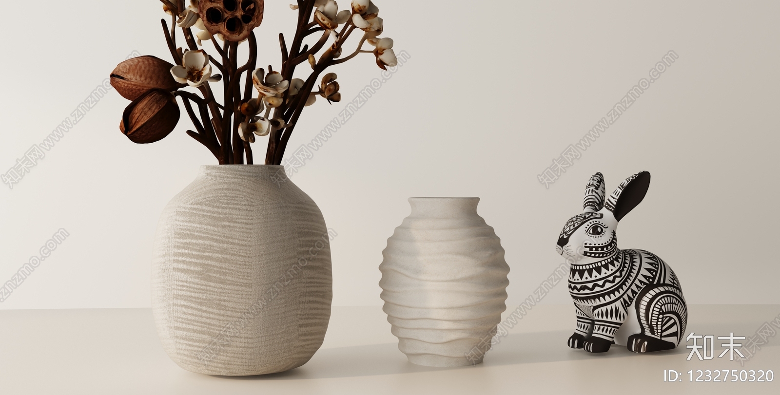 侘寂摆件组合3D模型下载【ID:1232750320】