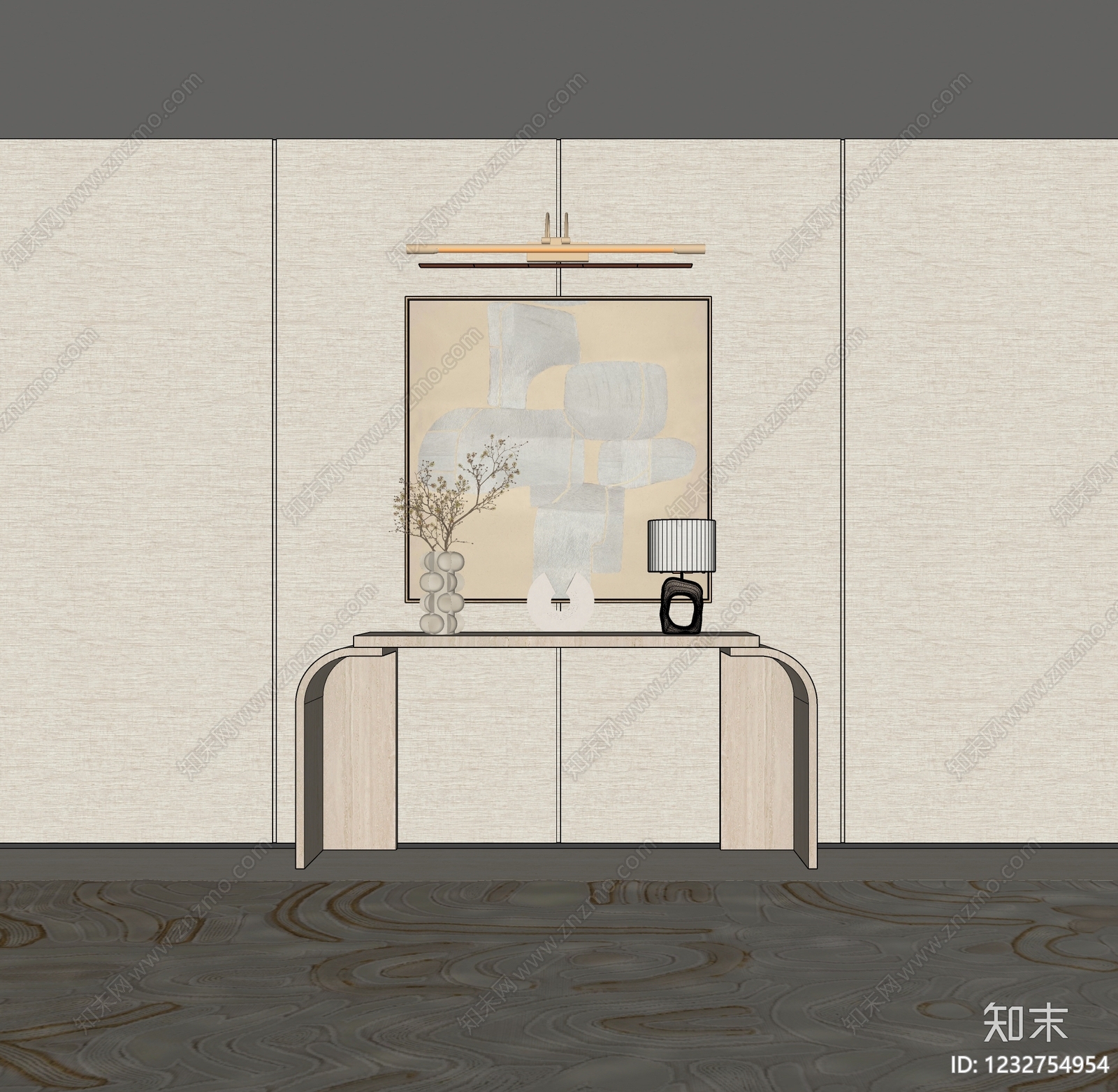 奶油风玄关SU模型下载【ID:1232754954】
