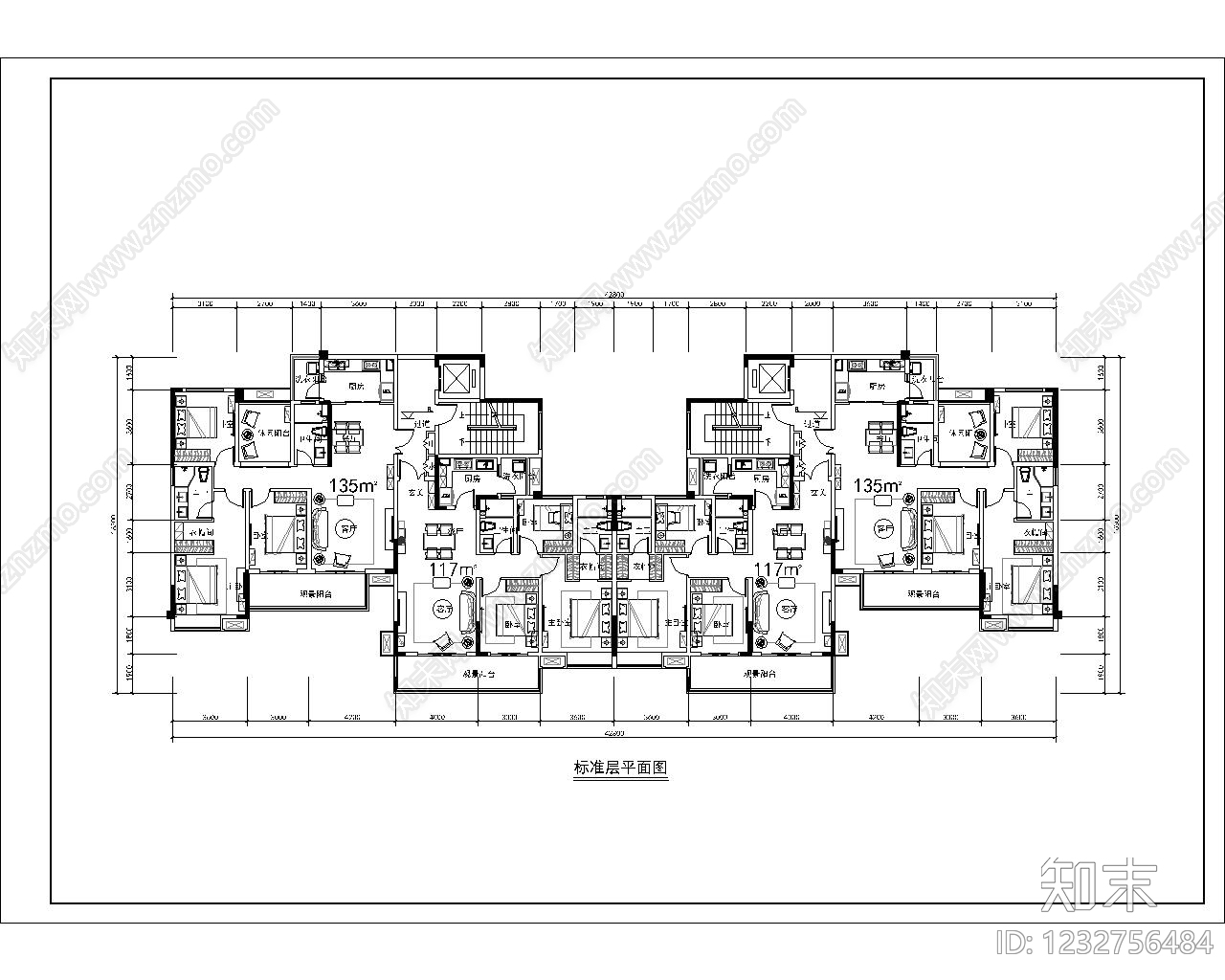 住宅楼建筑cad施工图下载【ID:1232756484】