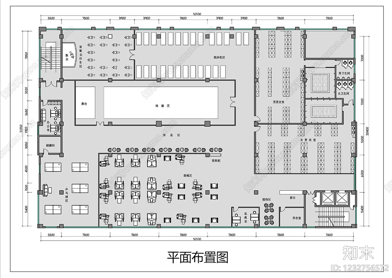 健身房cad施工图下载【ID:1232756572】