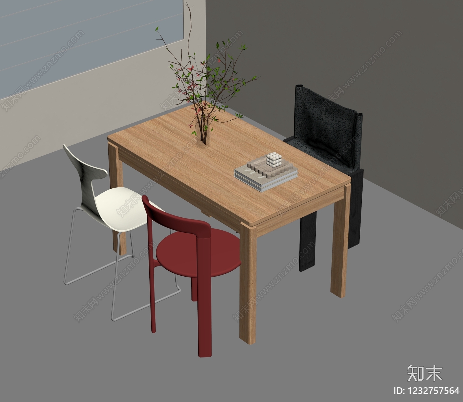 原木风餐桌椅3D模型下载【ID:1232757564】