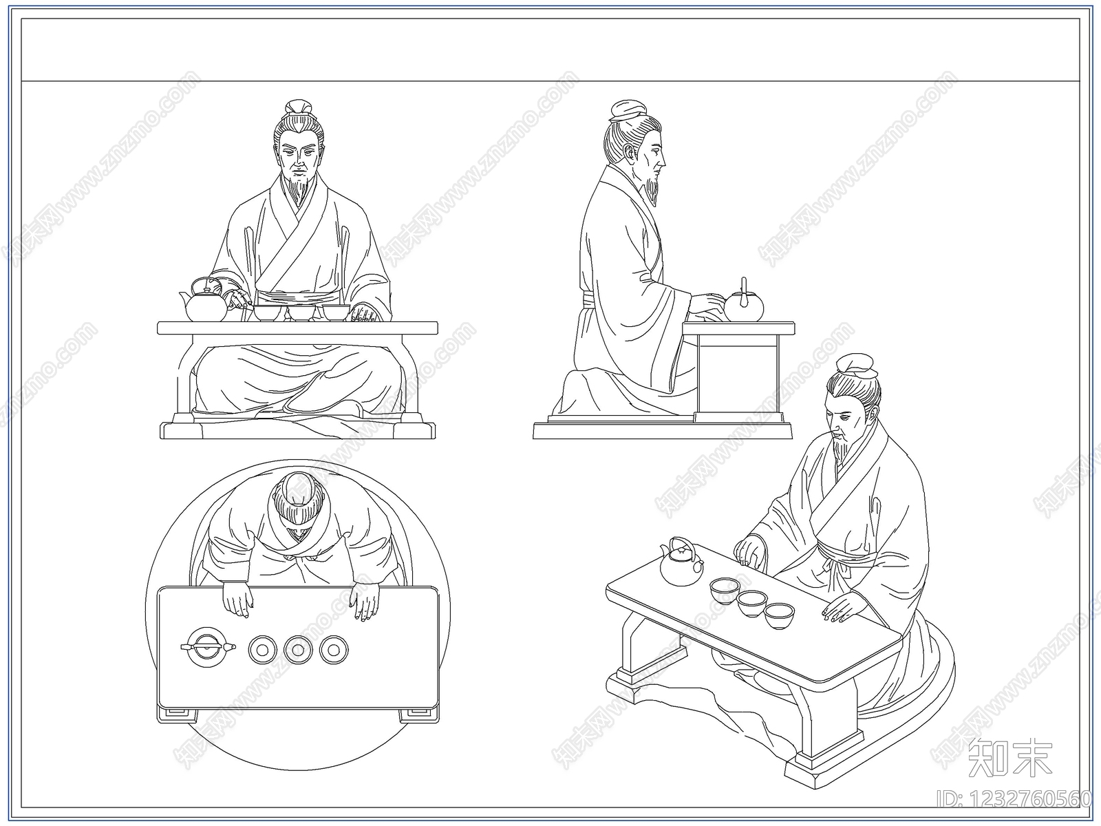中式综合软装摆件图库CAD图纸