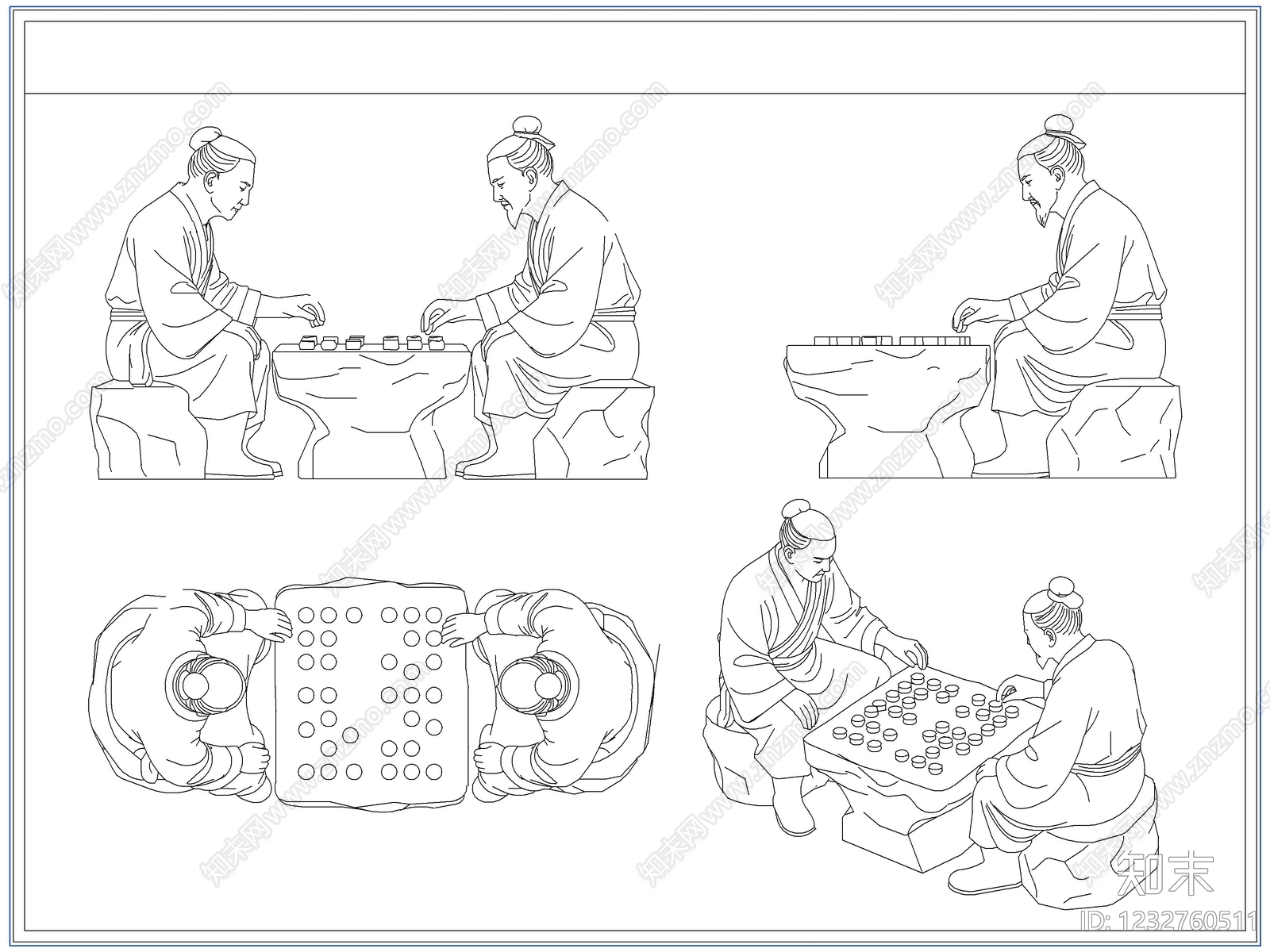 中式综合软装摆件图库CAD图纸