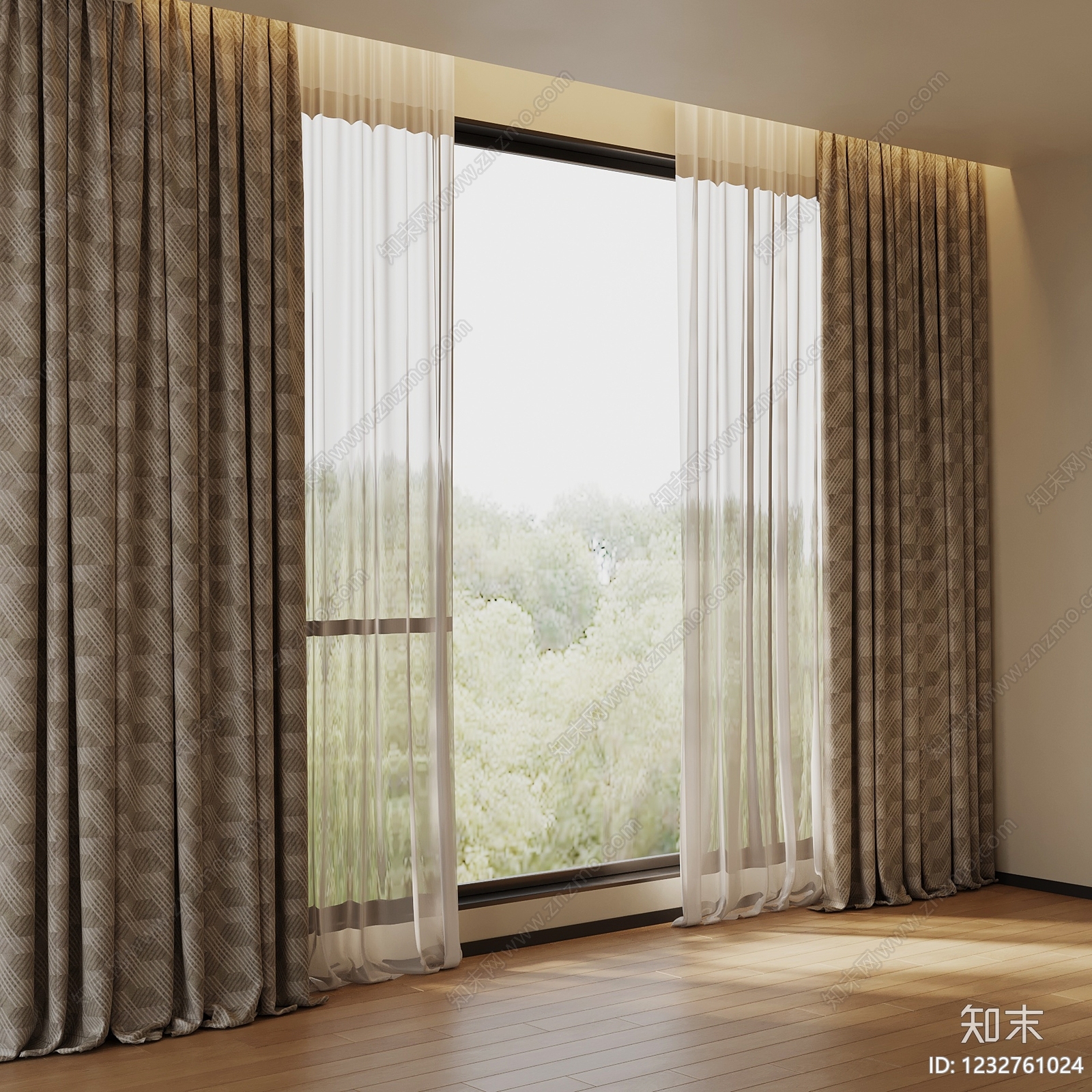 现代简约通用窗帘3D模型下载【ID:1232761024】