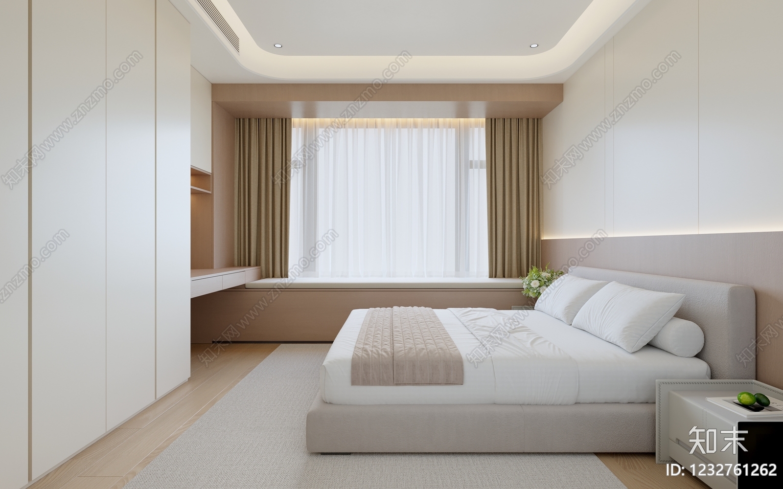 现代简约主卧3D模型下载【ID:1232761262】