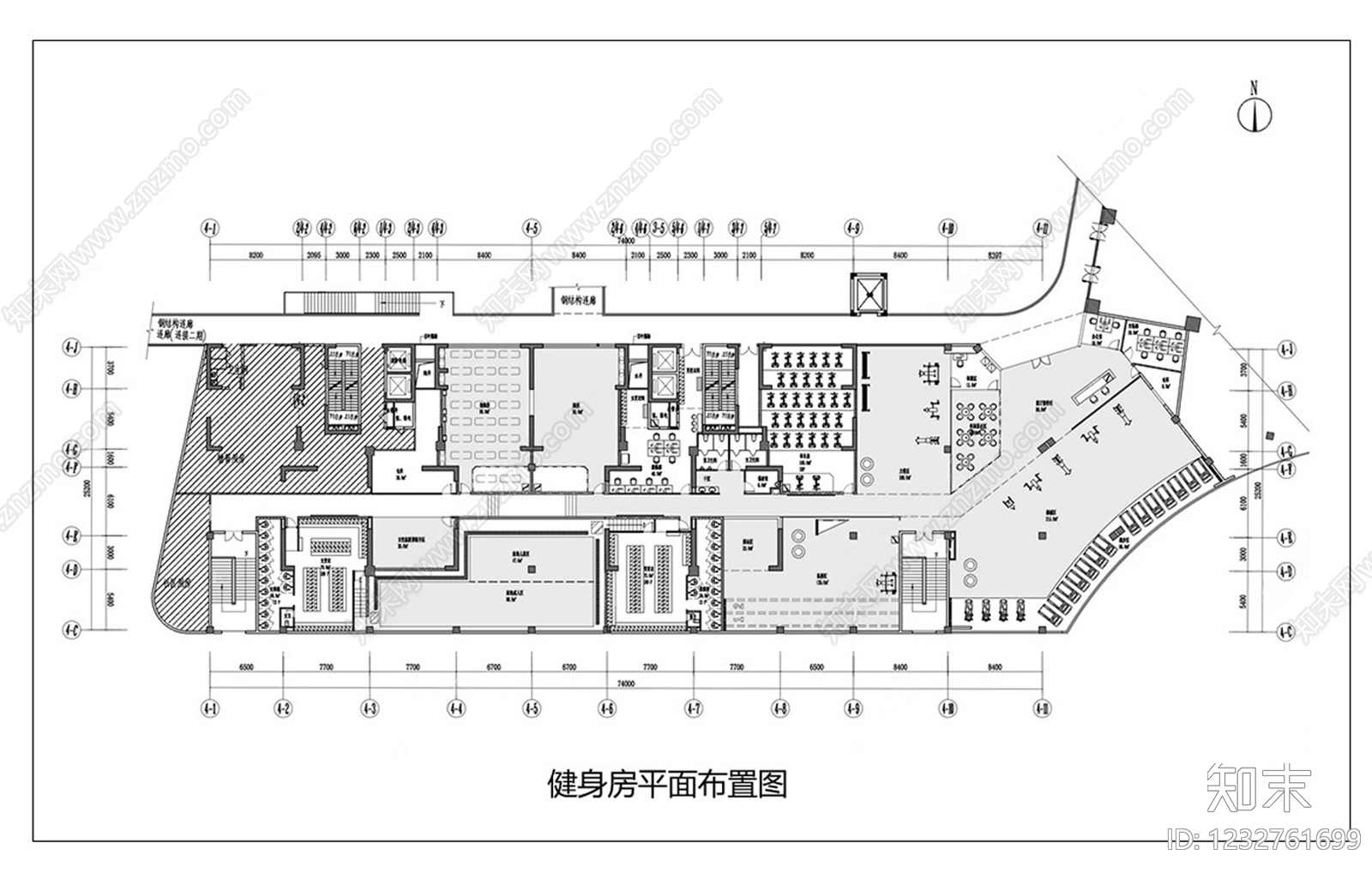 健身房cad施工图下载【ID:1232761699】