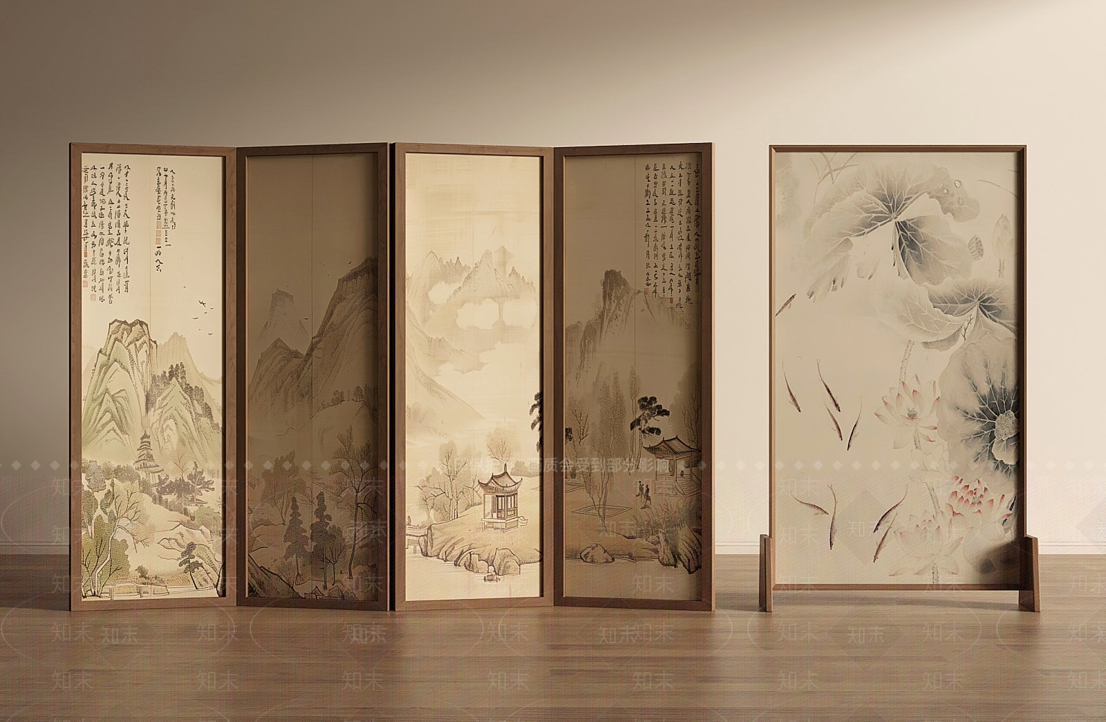 新中式屏风SU模型下载【ID:1232766301】
