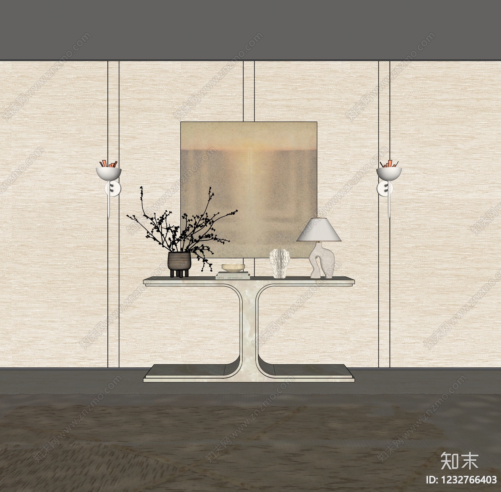 奶油风玄关SU模型下载【ID:1232766403】