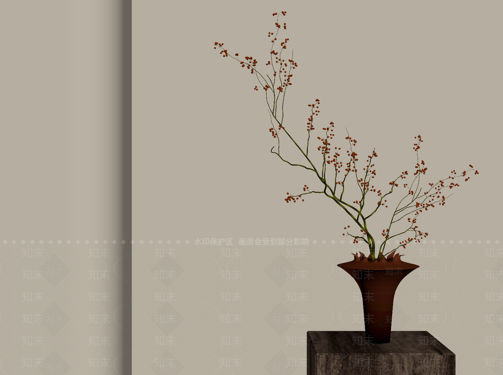 侘寂花艺SU模型下载【ID:1232767091】