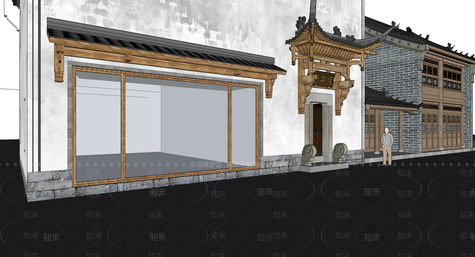中式古建古建筑SU模型下载【ID:1232768189】
