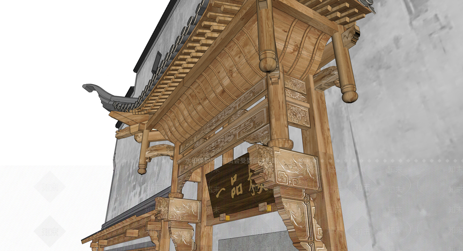 中式古建古建筑SU模型下载【ID:1232768189】