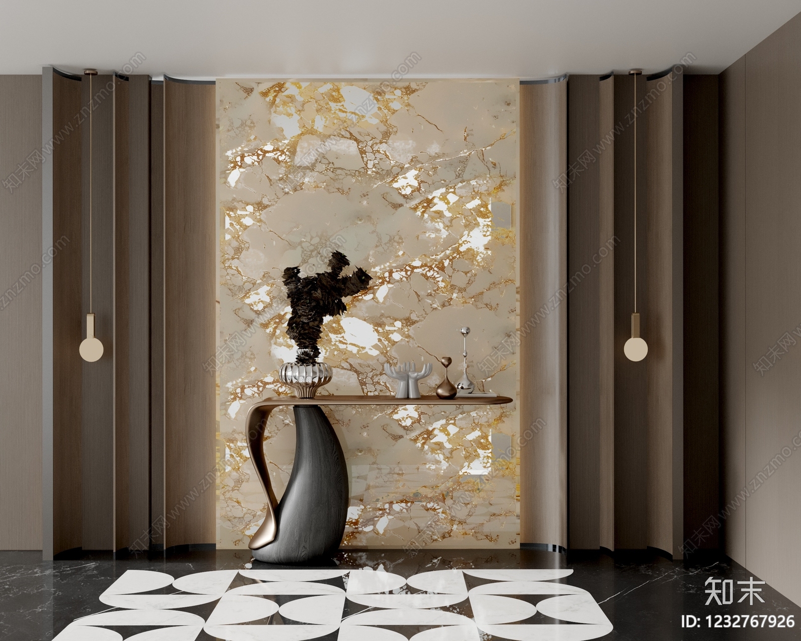 轻奢玄关3D模型下载【ID:1232767926】