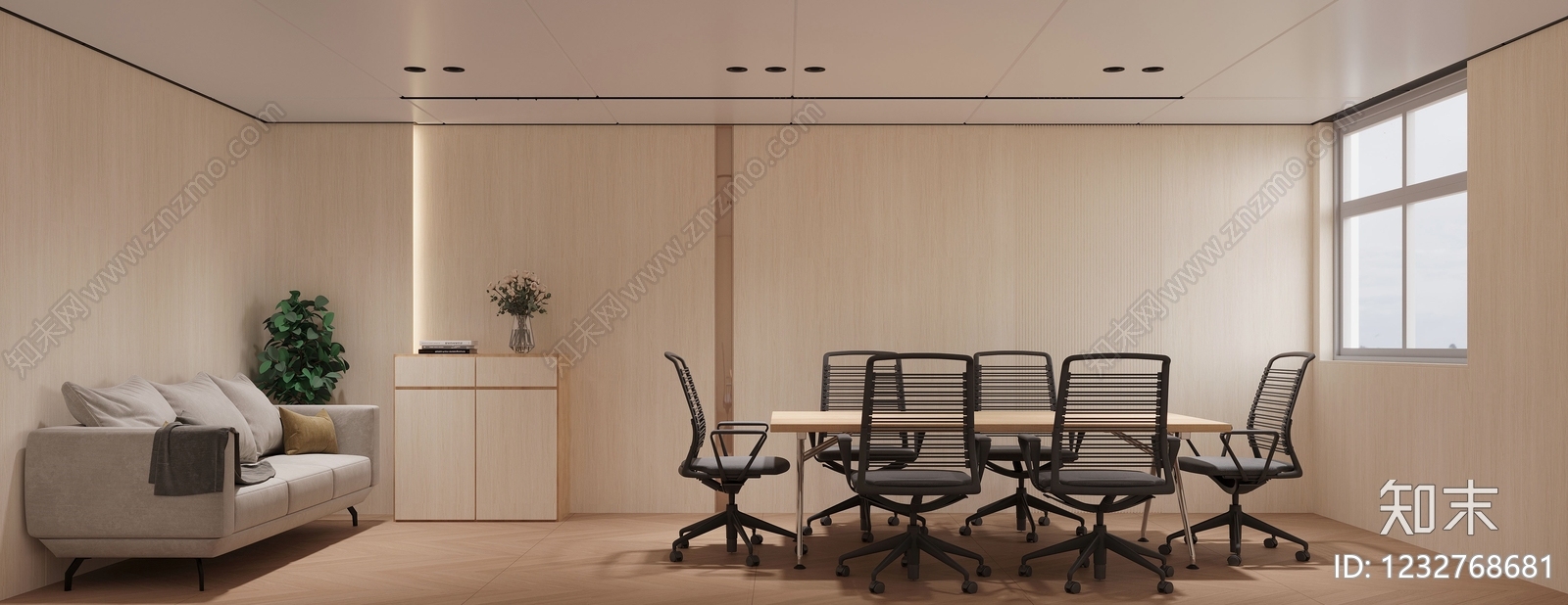 原木风会议室3D模型下载【ID:1232768681】