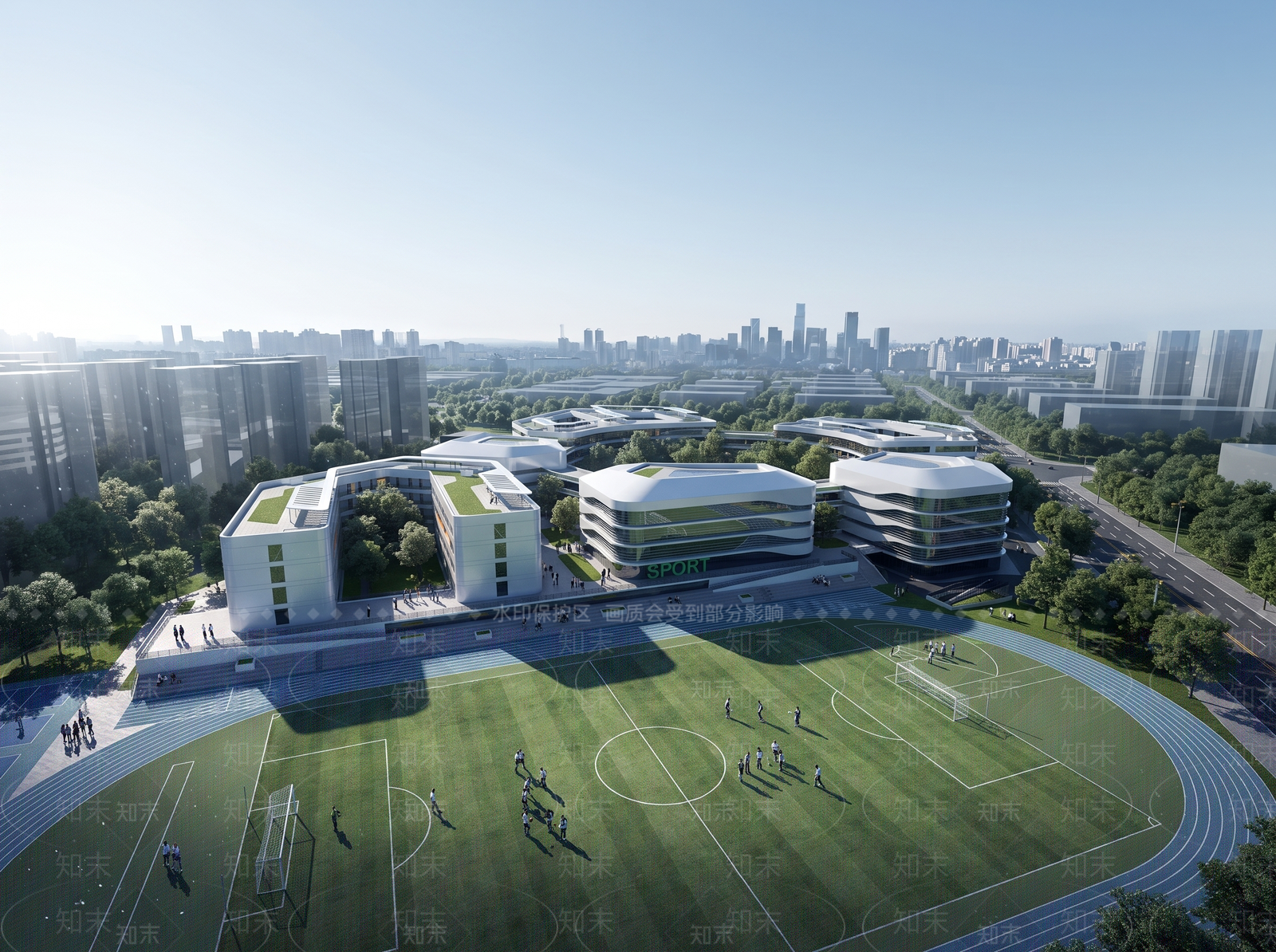 现代主义学校建筑SU模型下载【ID:1232769523】